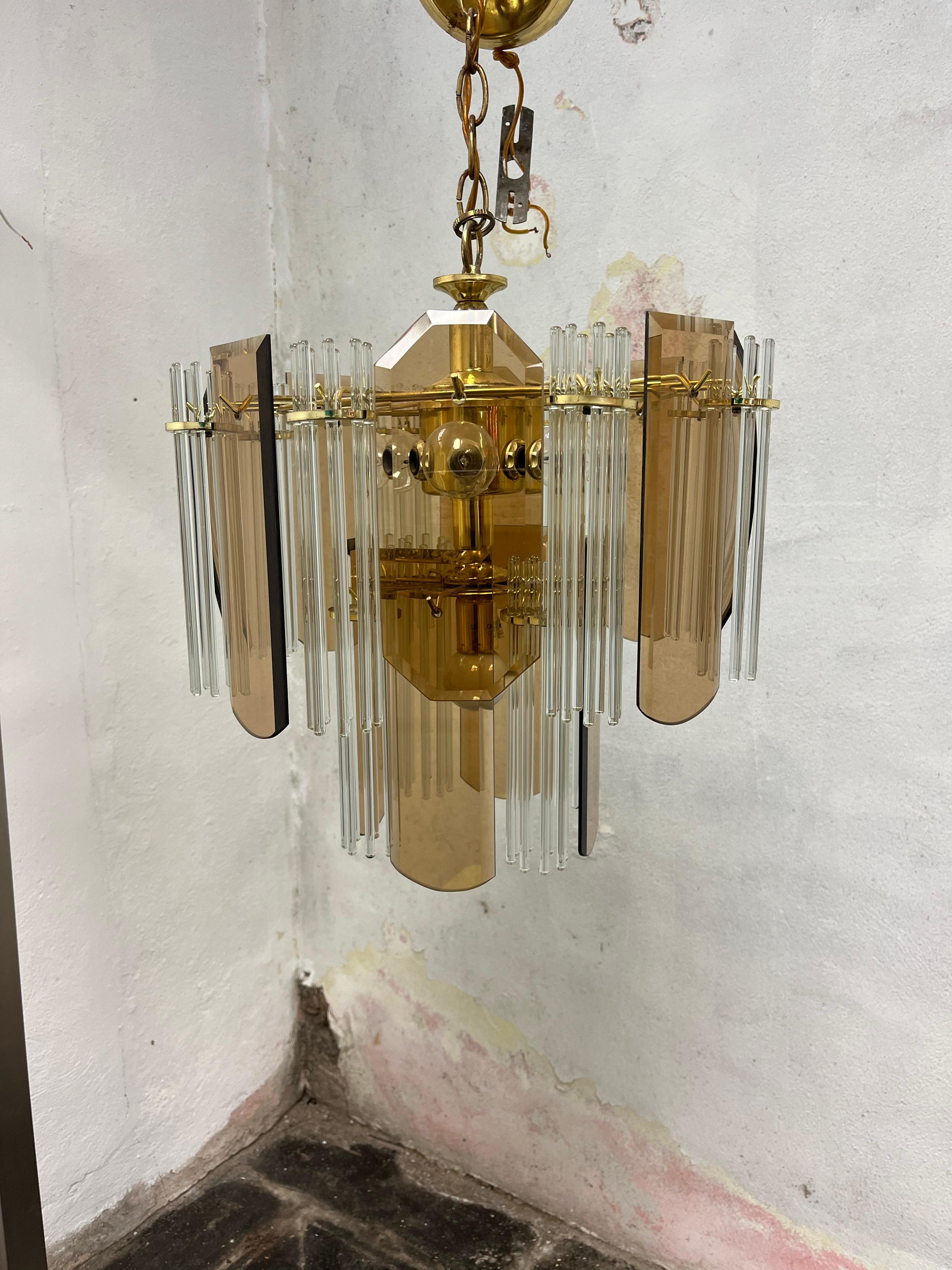 Mid Century Sciolari Glass Rod Chandelier For Sale 4
