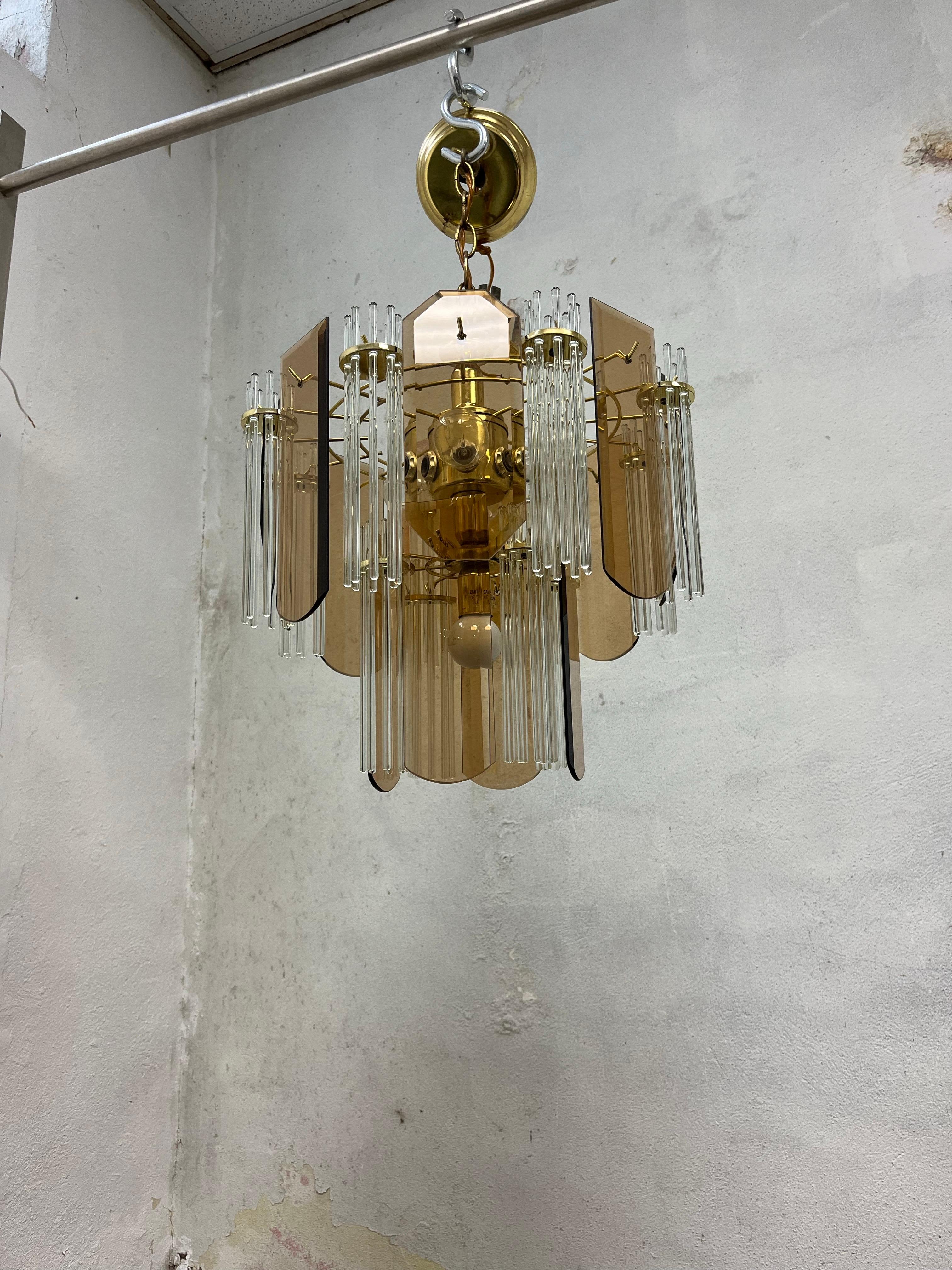 Mid-Century Modern Mid Century Sciolari Glass Rod Chandelier For Sale