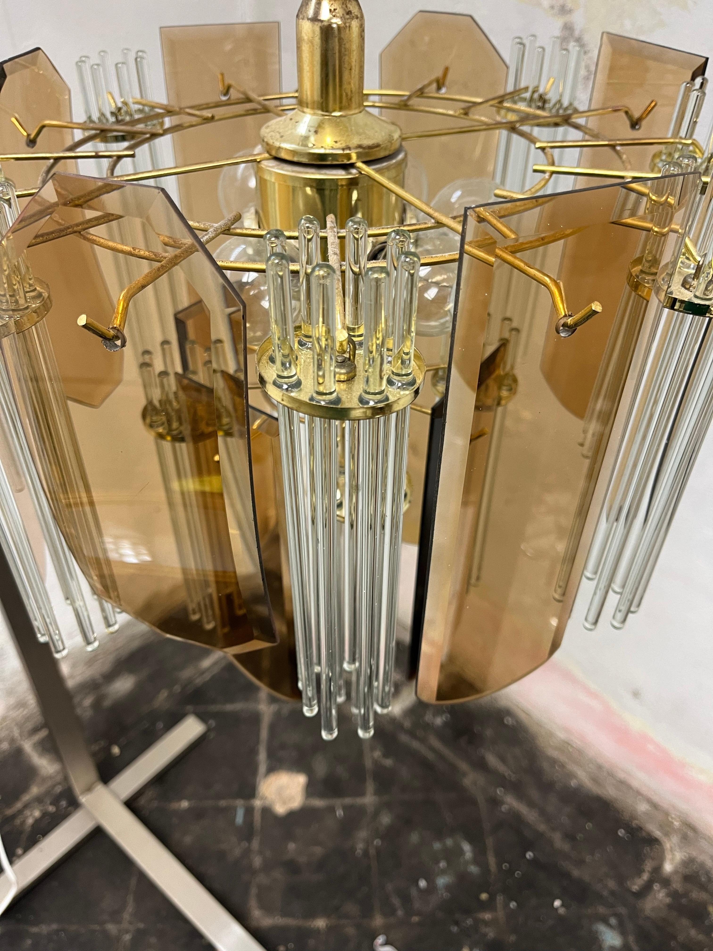 Mid Century Sciolari Glass Rod Chandelier For Sale 1