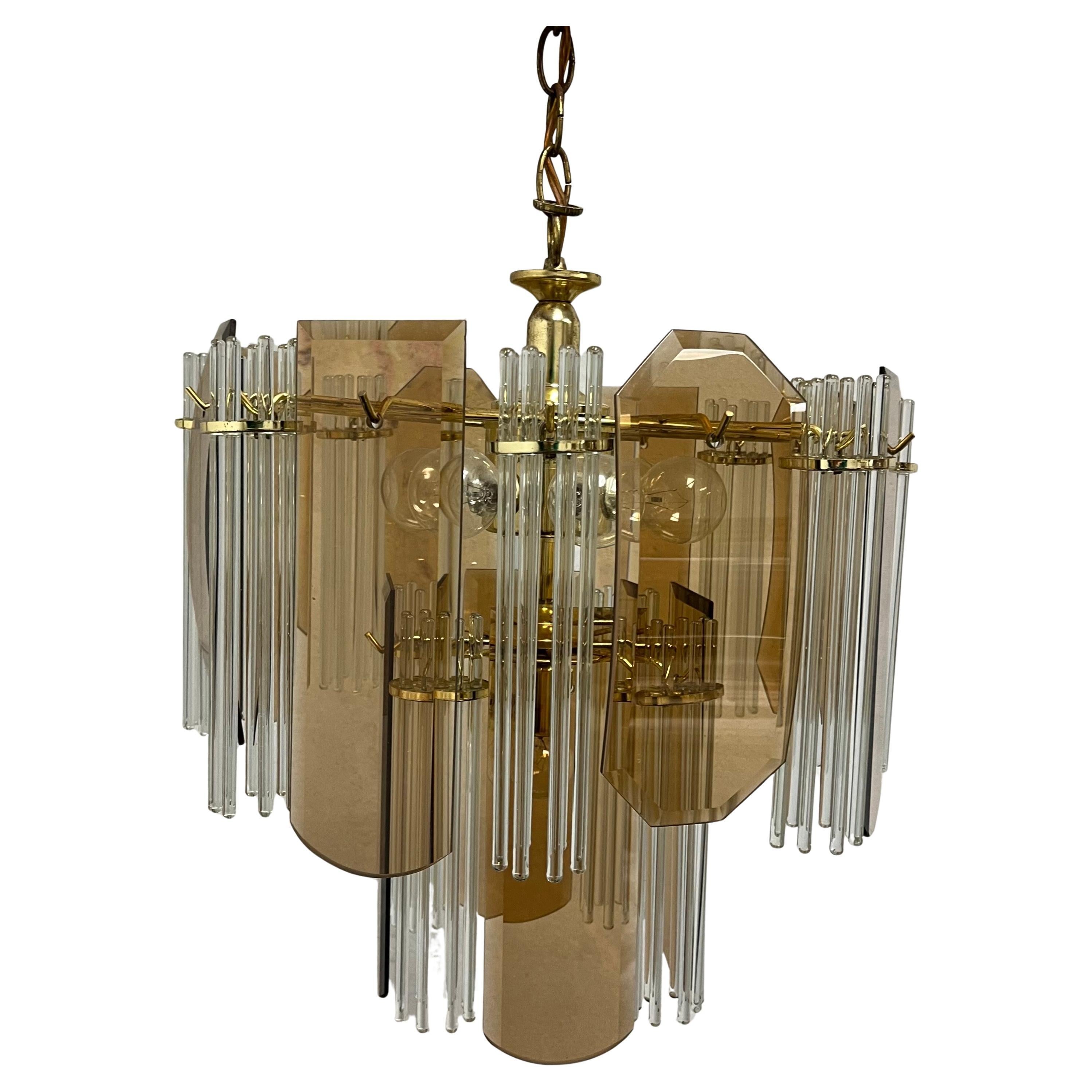 Mid Century Sciolari Glass Rod Chandelier