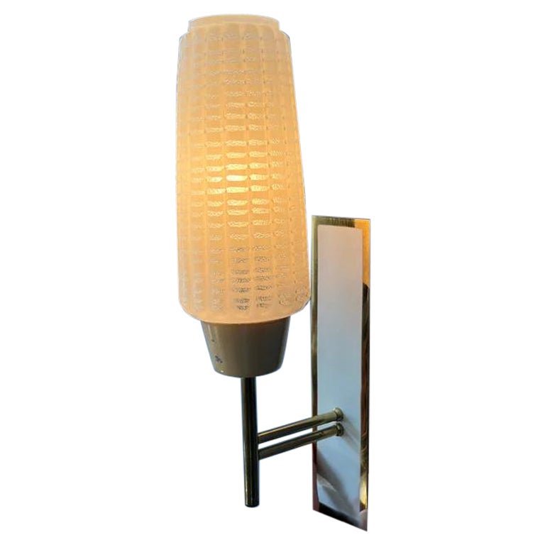 Lampada da parete in vetro a sconce del Medioevo, Lampada scandinava, anni '70