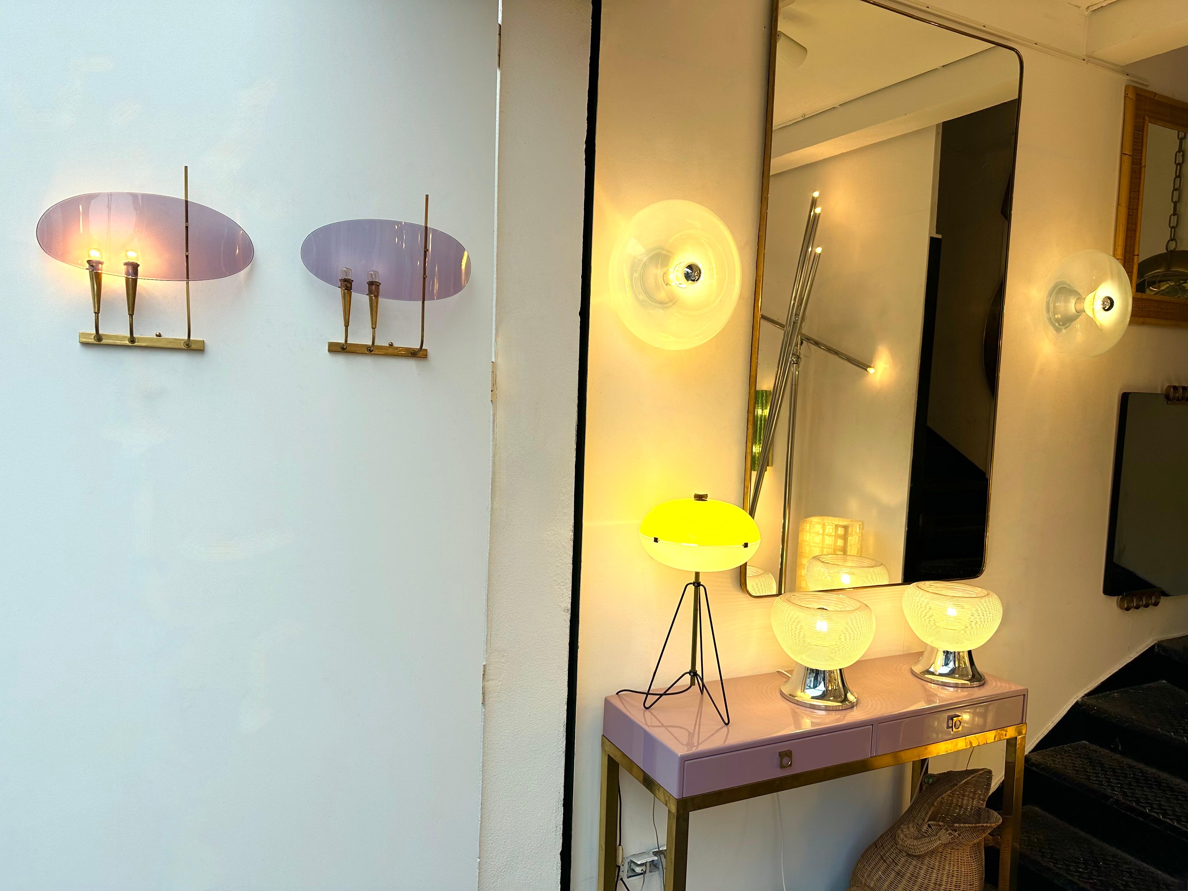 Mid-Century Sconces Lucite and Brass by Stilux Milano. Italy, 1960s For Sale 5