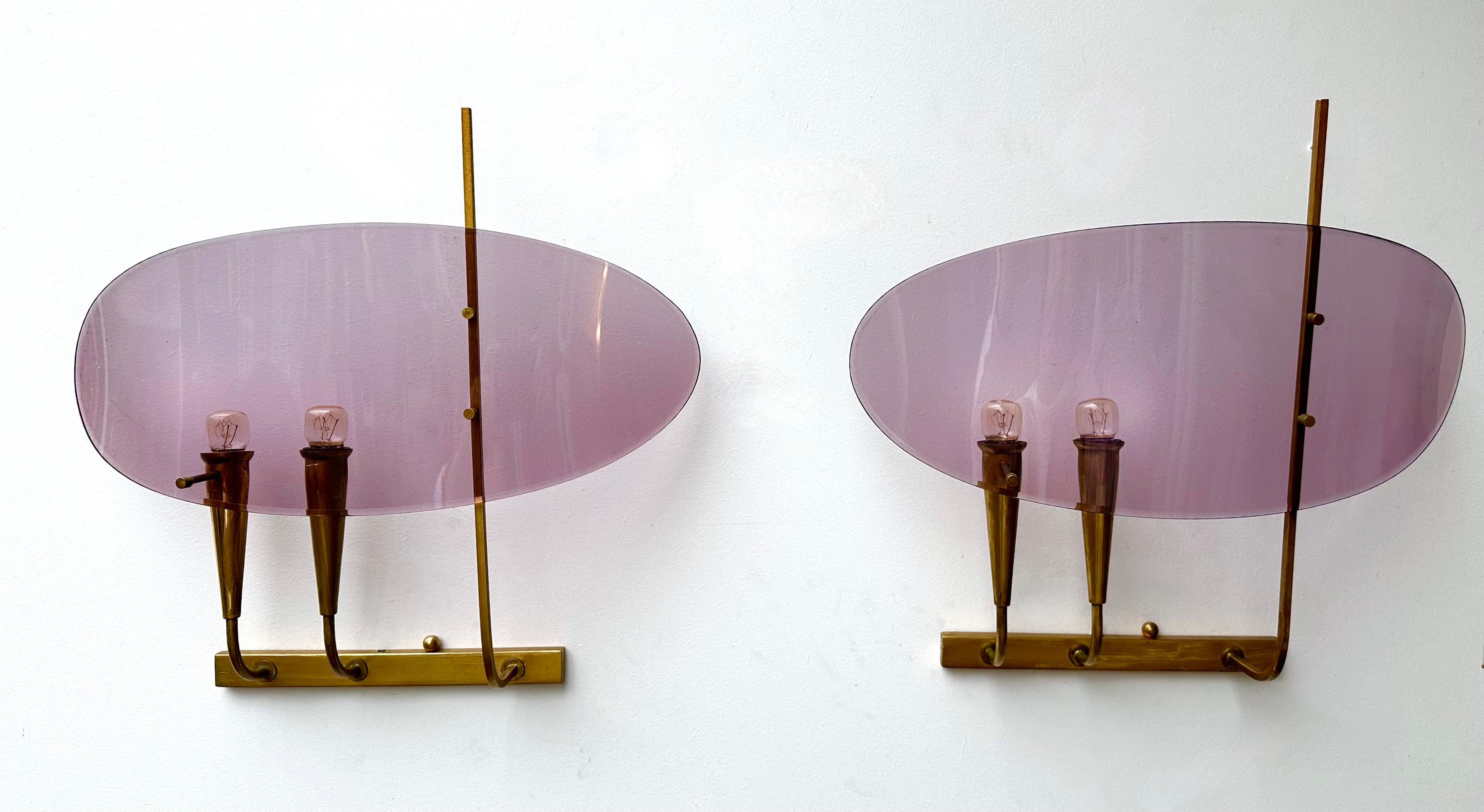 Mid-20th Century Mid-Century Sconces Lucite and Brass by Stilux Milano. Italy, 1960s For Sale