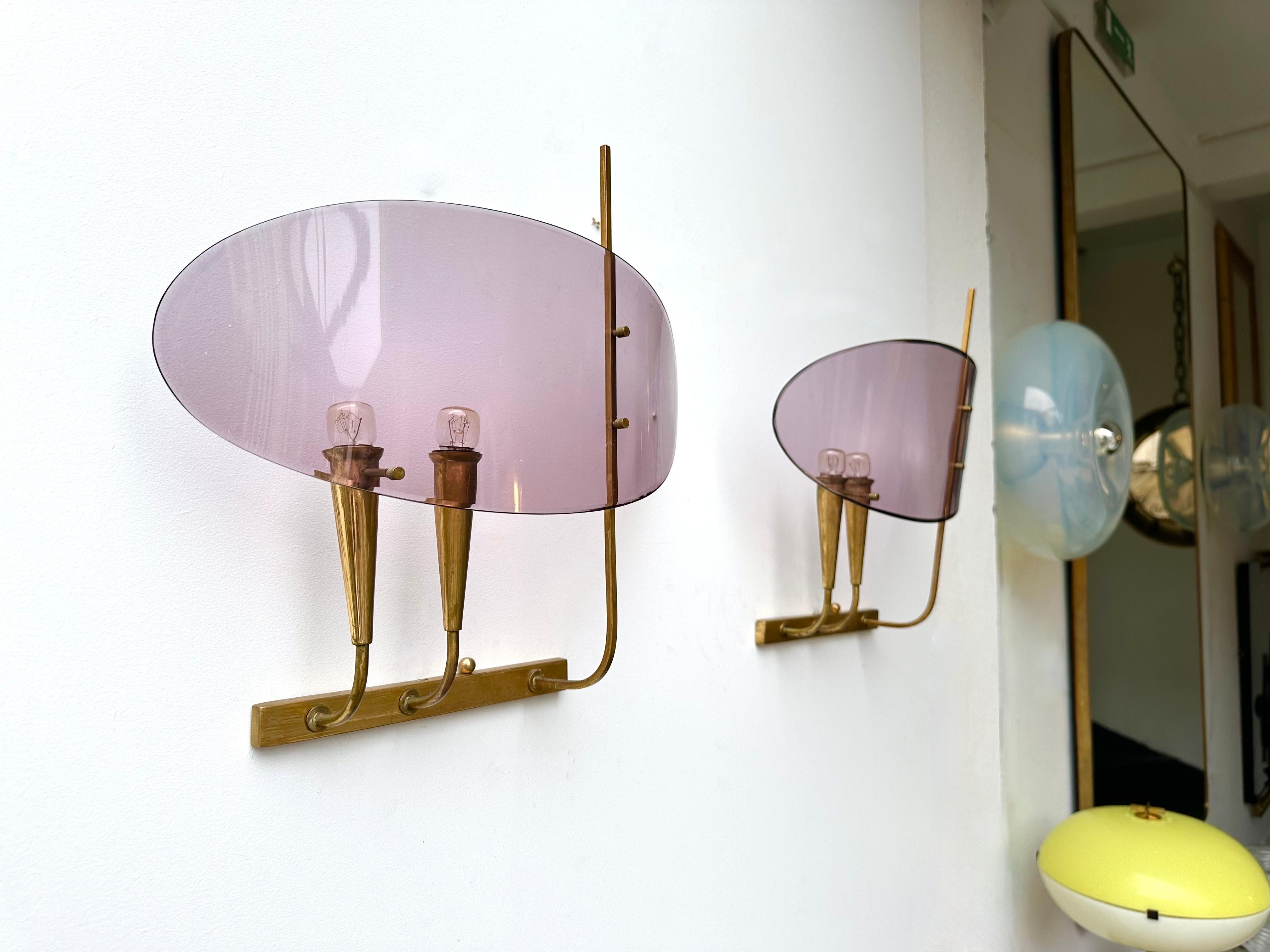 Mid-Century Sconces Lucite and Brass by Stilux Milano. Italy, 1960s For Sale 3