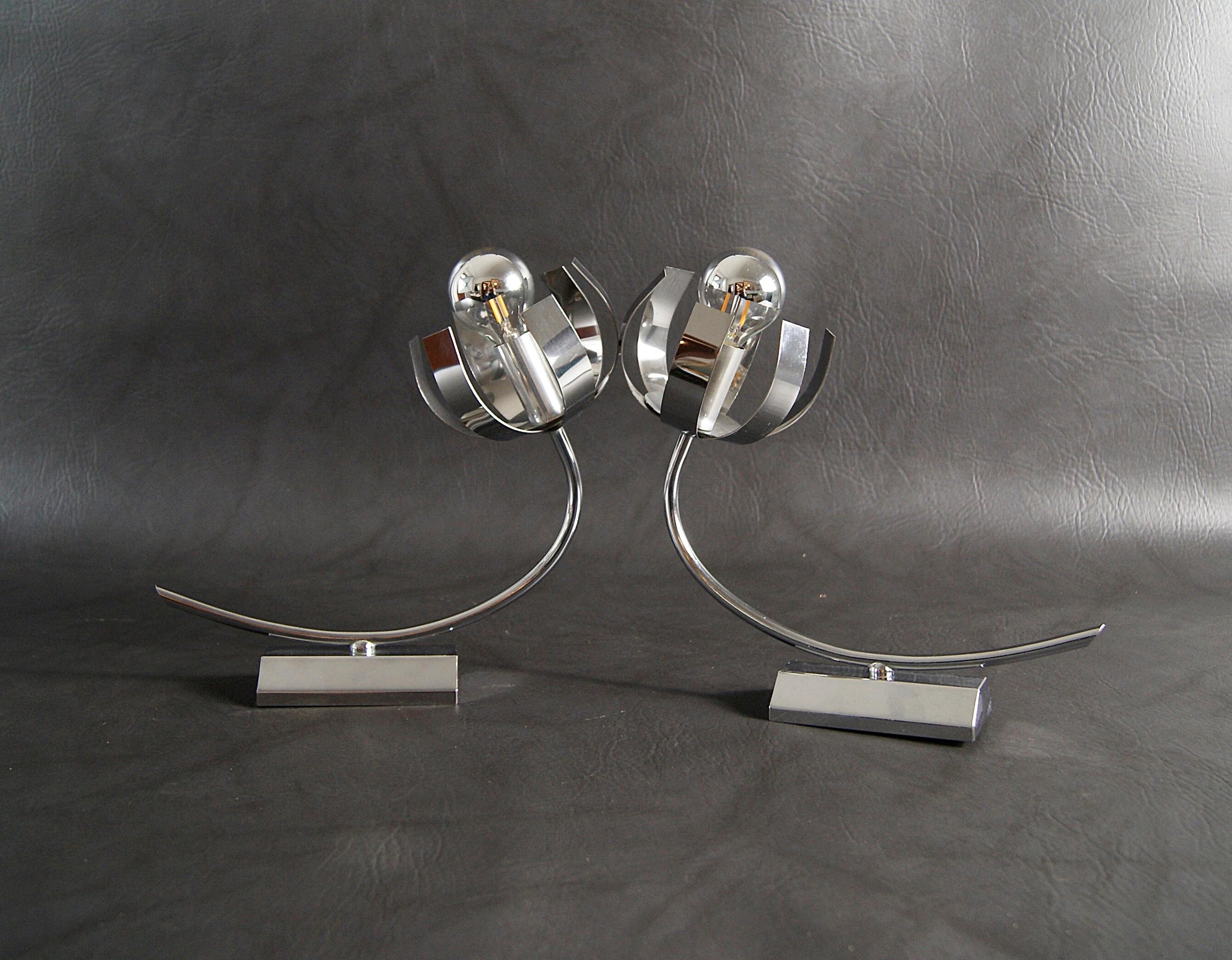 Chrome Midcentury Sconces Wall Lights by Reggiani, Italy, 1960s