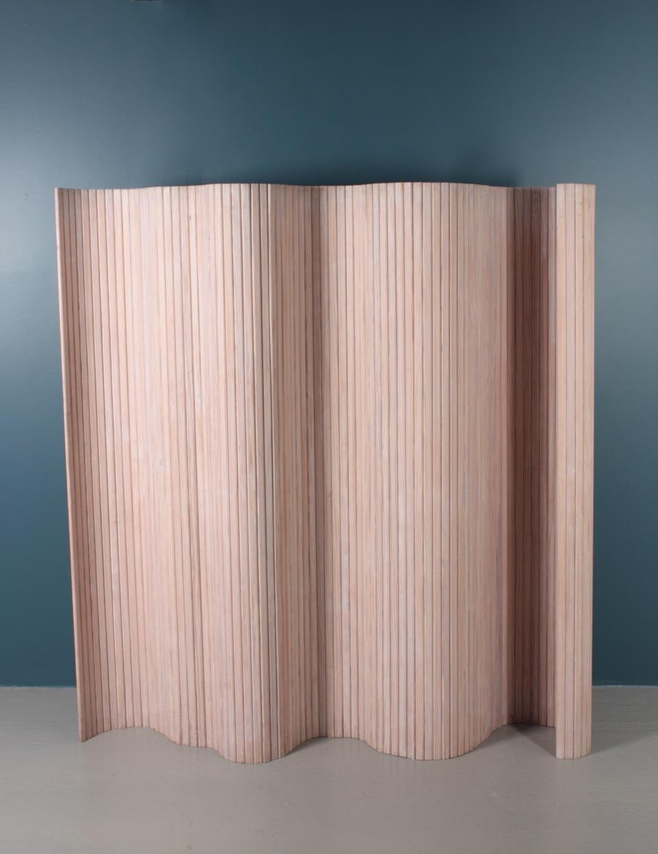 Scandinavian Modern Midcentury Screen Room Divider in Patinated Pine by Alvar Aalto, Findland