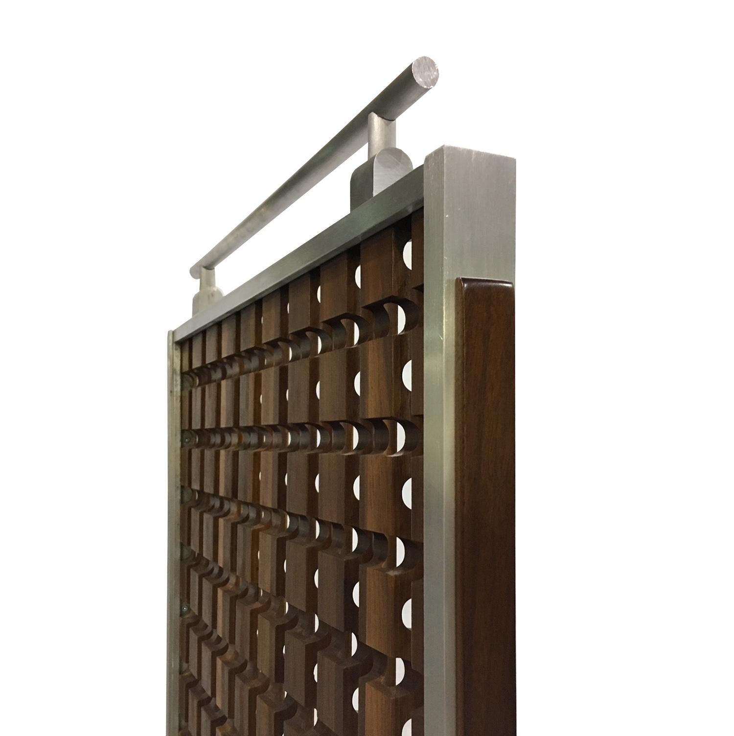 American Midcentury Screens, Walnut and Aluminum For Sale