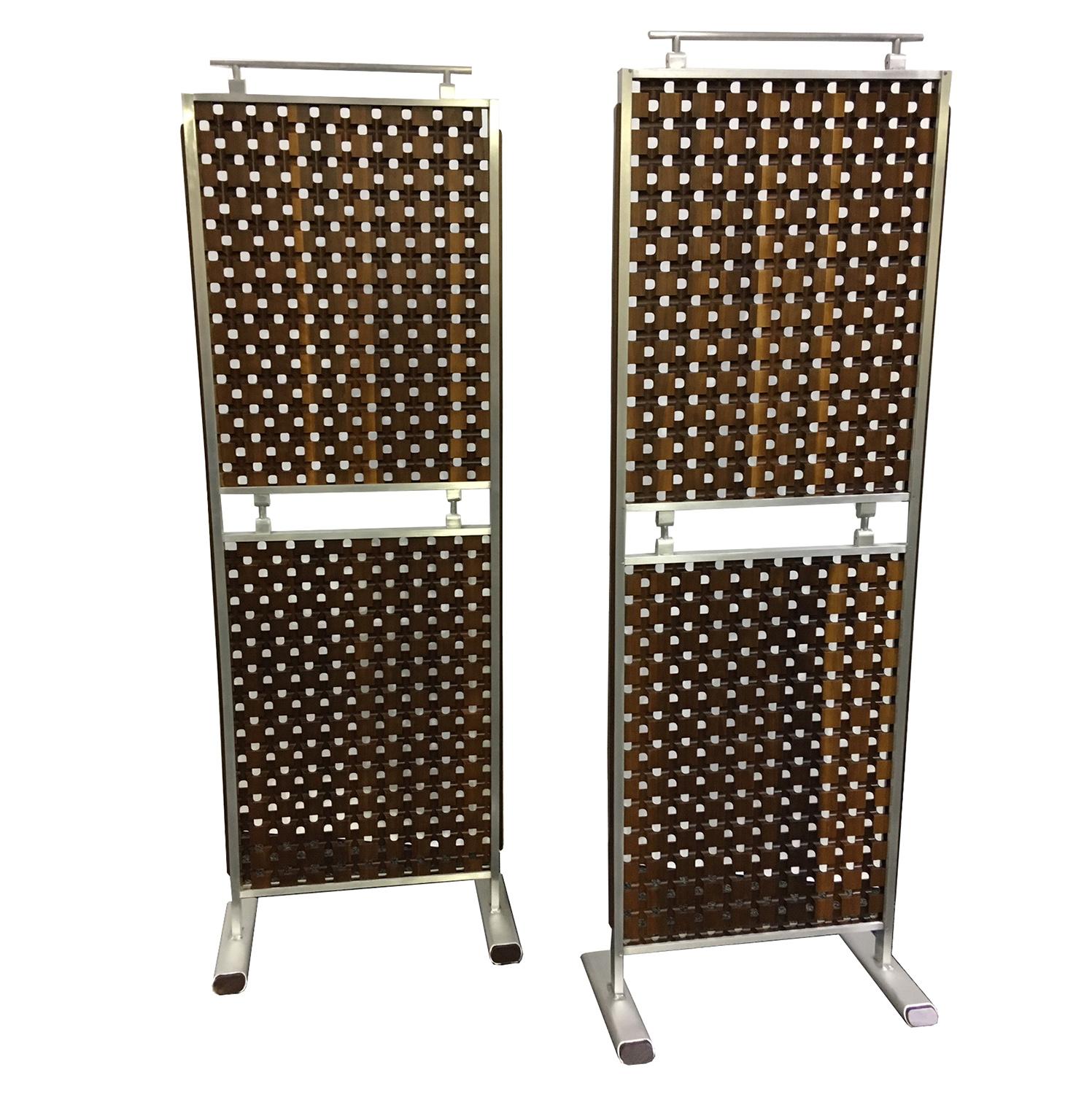 Midcentury Screens, Walnut and Aluminum For Sale