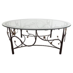 Midcentury Scrolling Bronze Coffee Table with Flora and Fauna Motifs