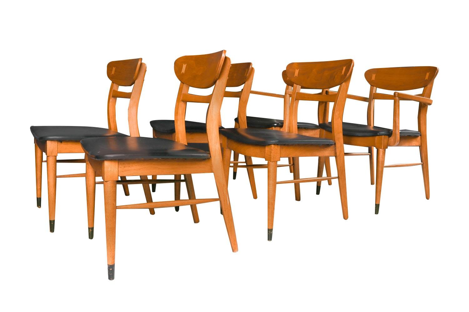 Mid-Century Sculpted Back Dining Chairs Andre Bus for Lane Acclaim Set of 6 3