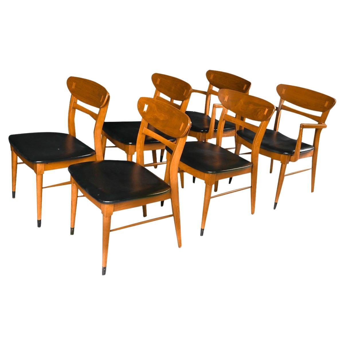 Mid-Century Sculpted Back Dining Chairs Andre Bus for Lane Acclaim Set of 6