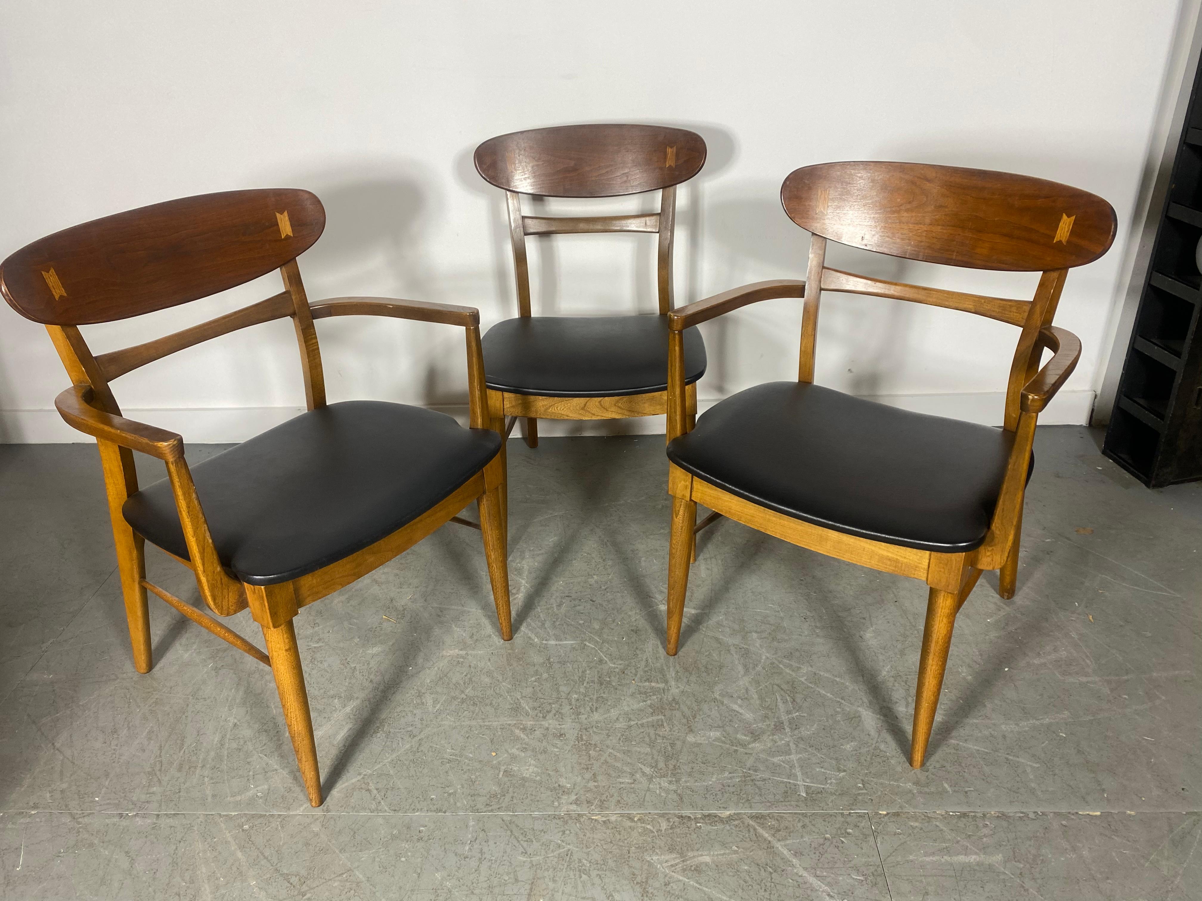 American Midcentury Sculpted Back Dining Chairs Andre Bus for Lane Acclaim Set of 8 For Sale