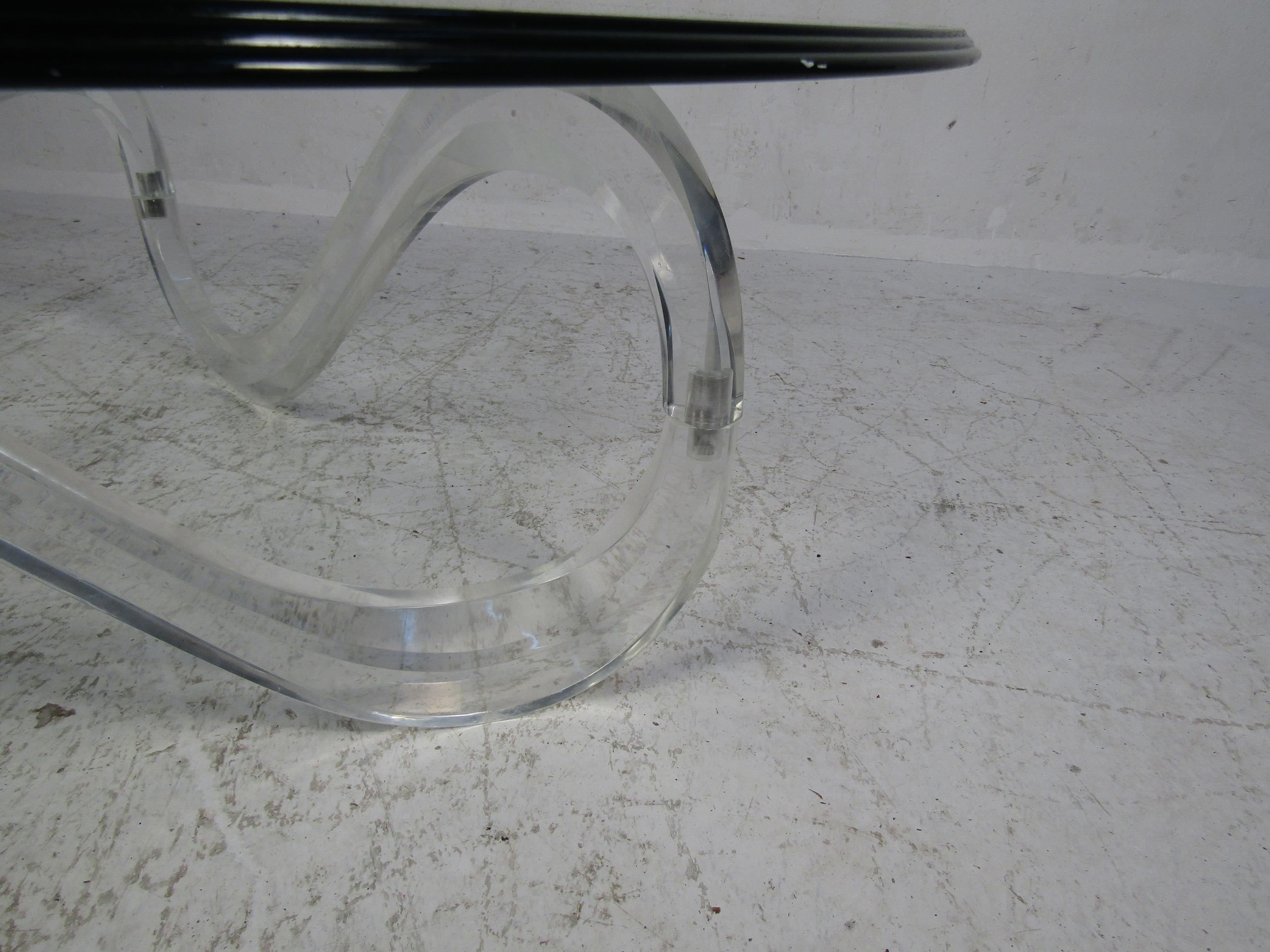 Mid-Century Modern Midcentury Sculpted Base Lucite Coffee Table