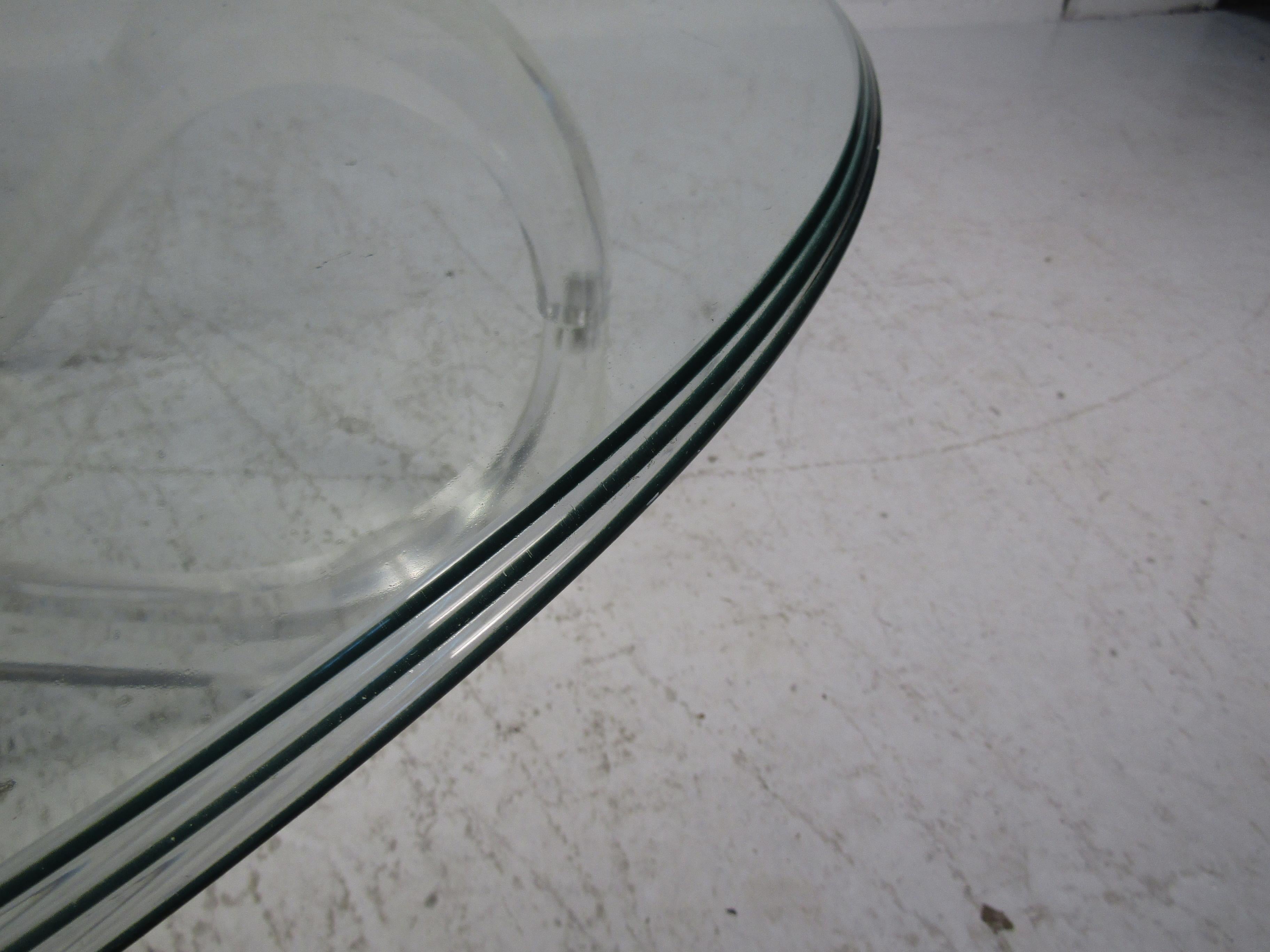 Glass Midcentury Sculpted Base Lucite Coffee Table