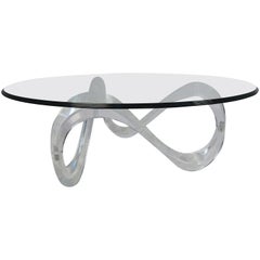 round lucite coffee table Midcentury Sculpted Base Lucite Coffee Table