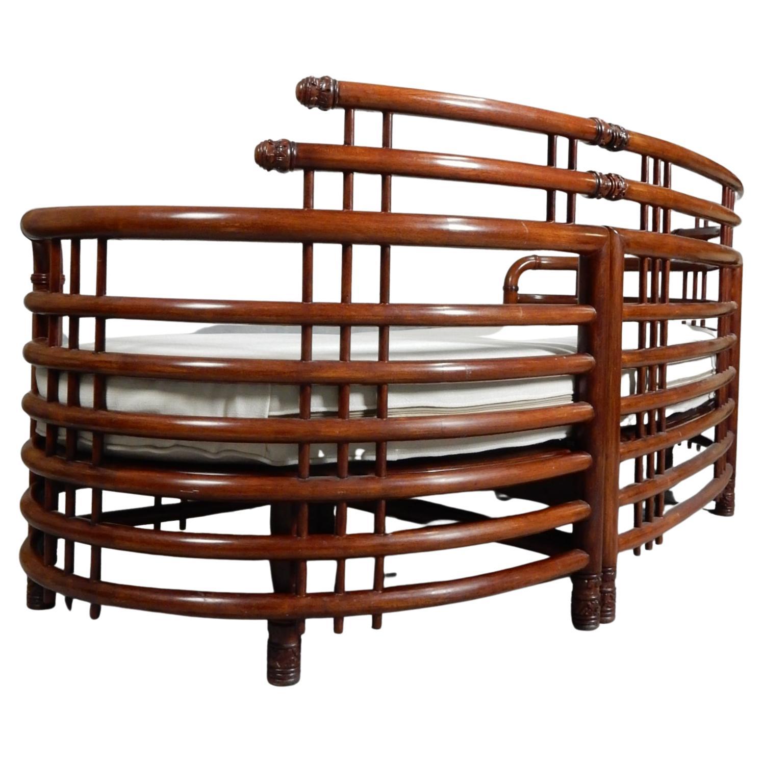 Mid-Century Sculpted Bentwood Teak Birdcage Sofa In Good Condition For Sale In Las Vegas, NV