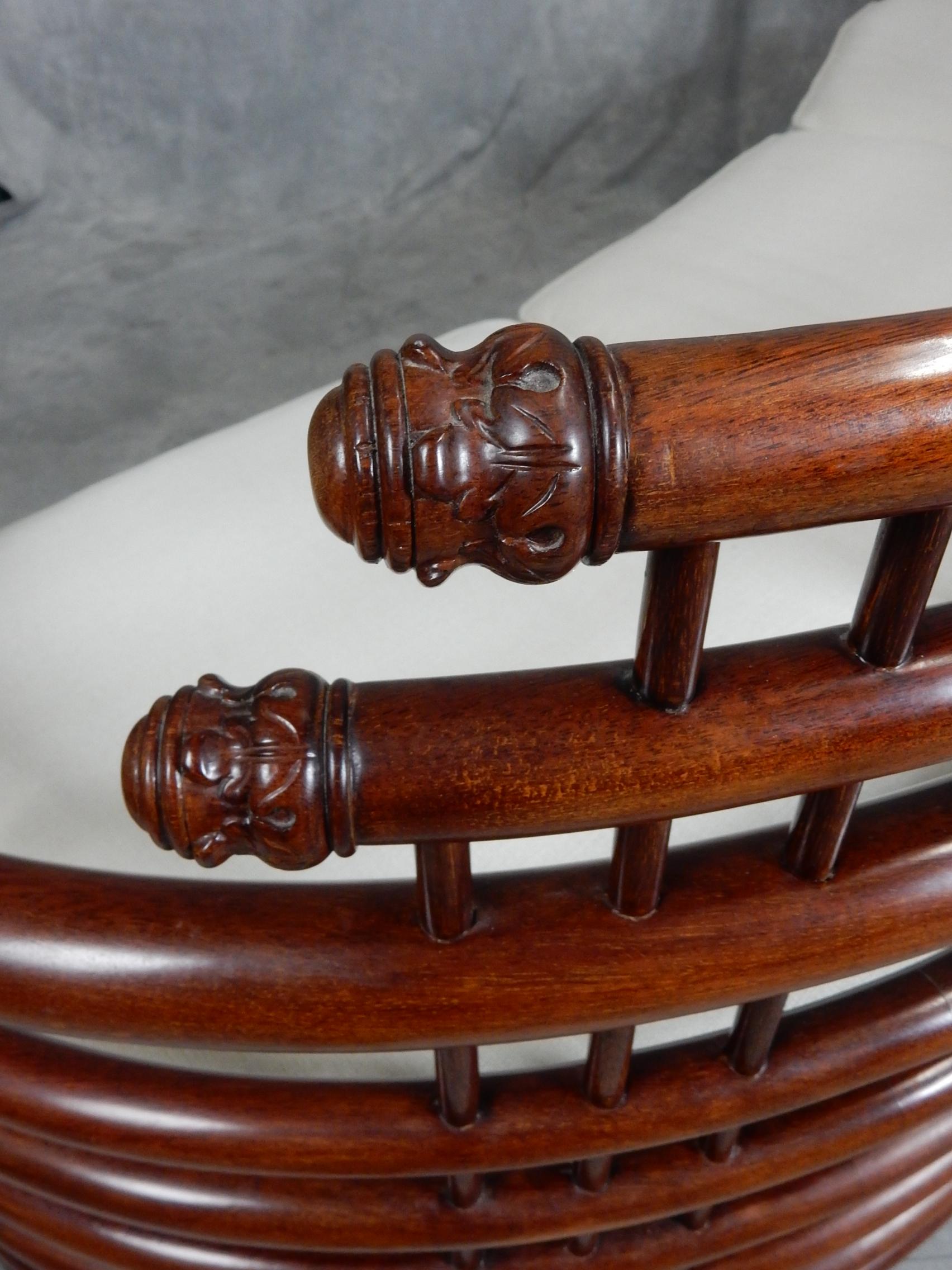 Mid-Century Sculpted Bentwood Teak Birdcage Sofa For Sale 2