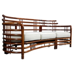 Mid-Century Sculpted Bentwood Teak Birdcage Sofa