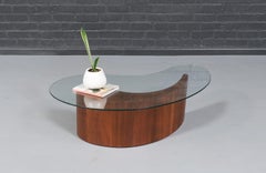 Mid-Century Sculpted Biomorphic Shaped Coffee Table w/ Glass Top