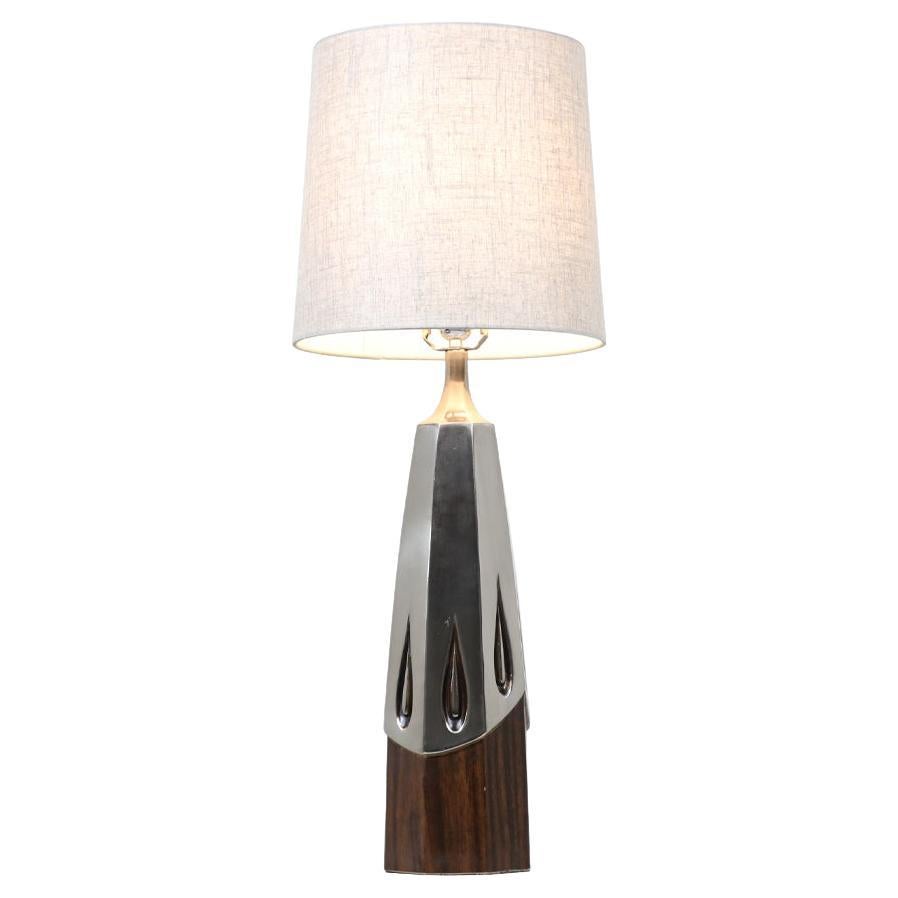Expertly Restored - Mid-Century Sculpted Brass Table Lamp by Laurel