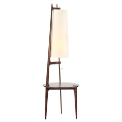 Midcentury Sculpted Floor Lamp with Side Table