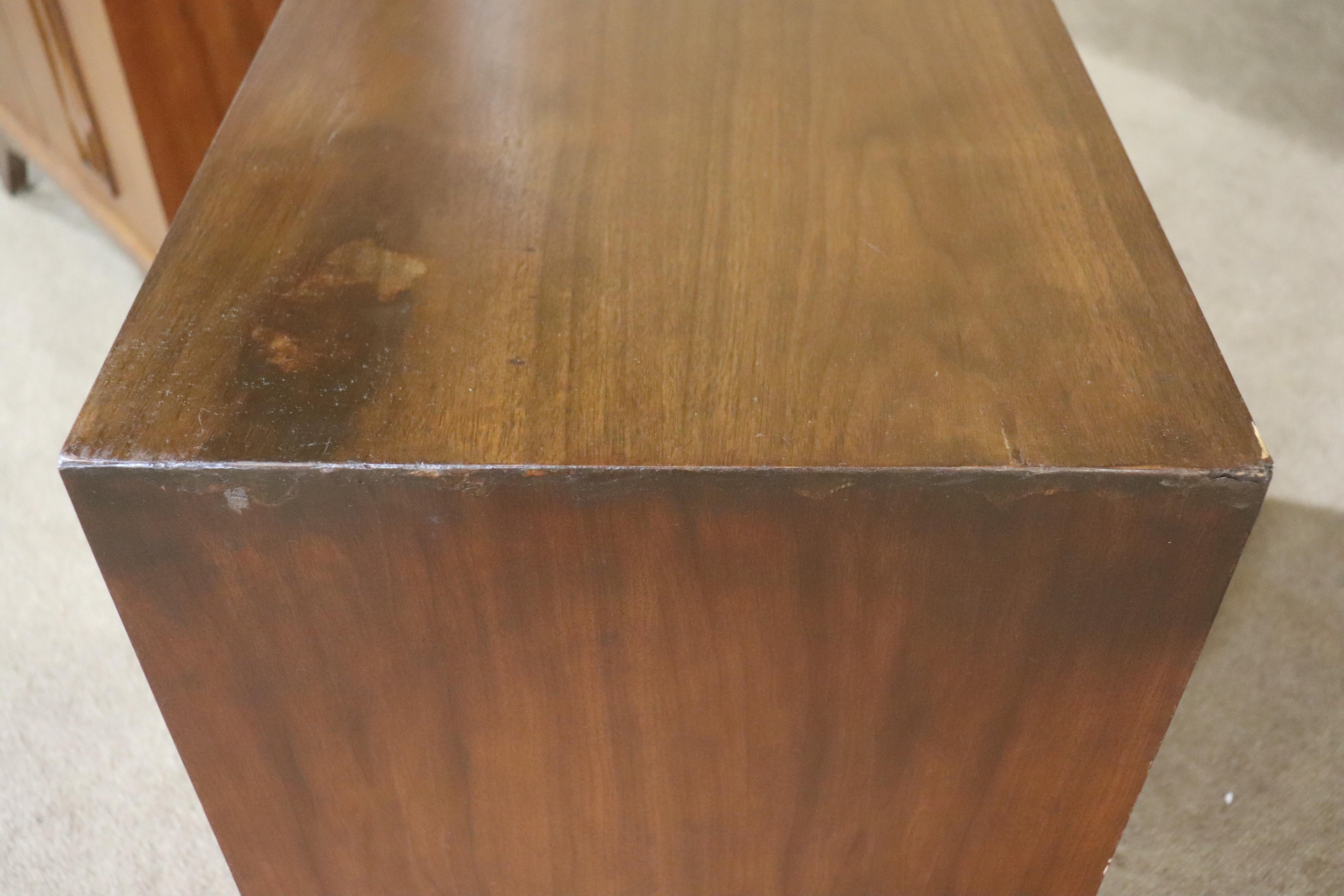 Walnut Mid-Century Sculpted Front End Tables For Sale