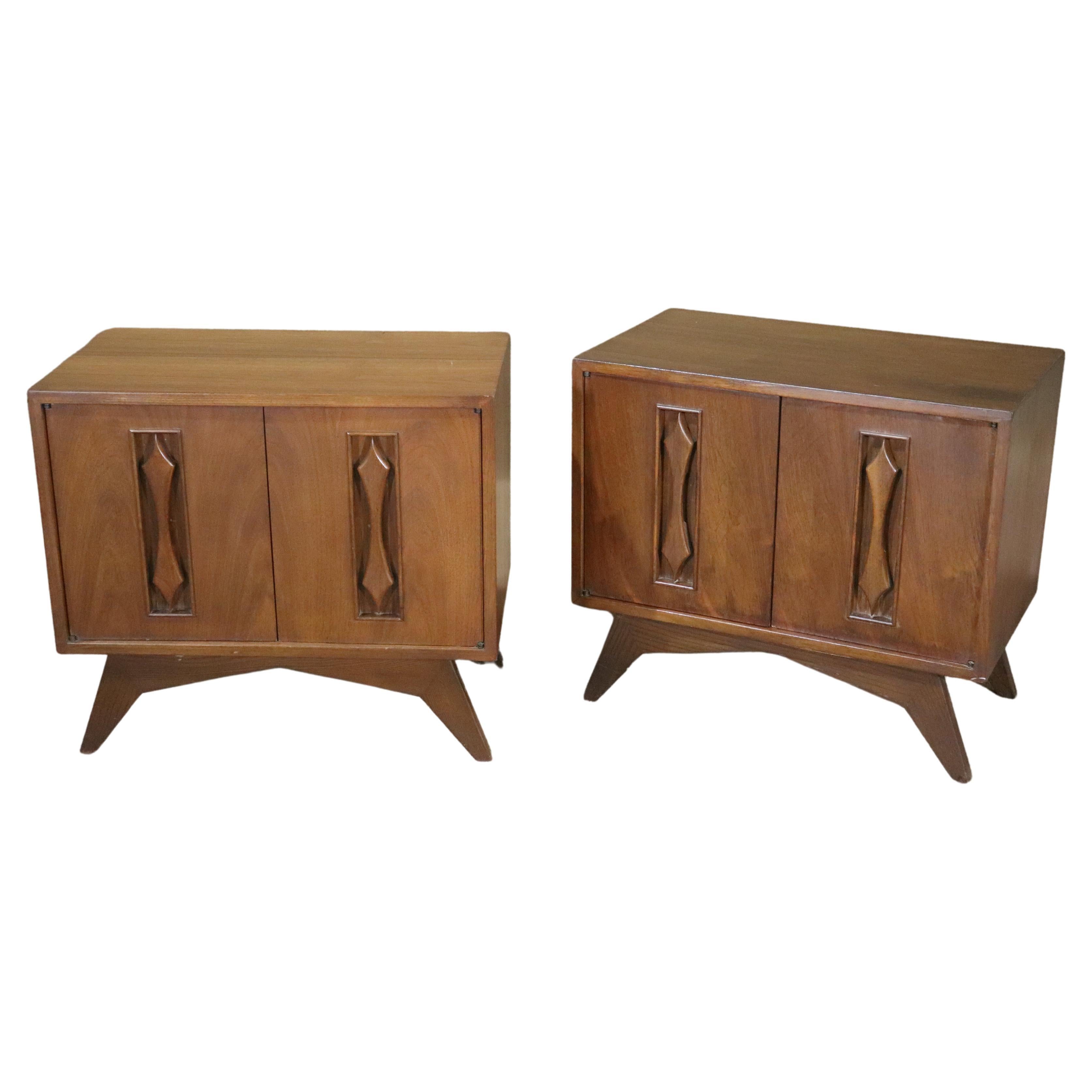 Mid-Century Sculpted Front End Tables For Sale