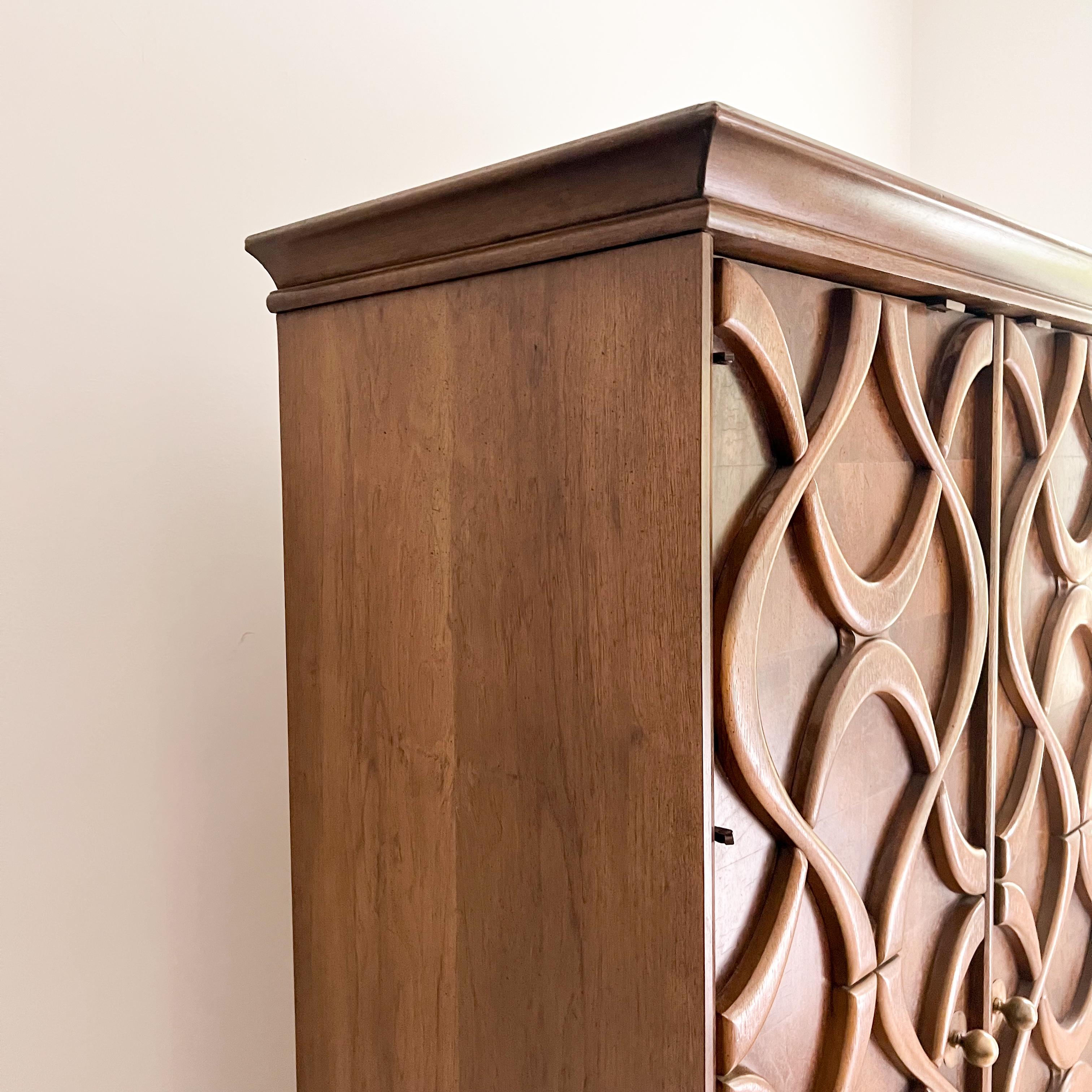 Mid-Century Modern Mid Century Sculpted Front Tall Wardrobe by Stanley's Cosmopolitan Line