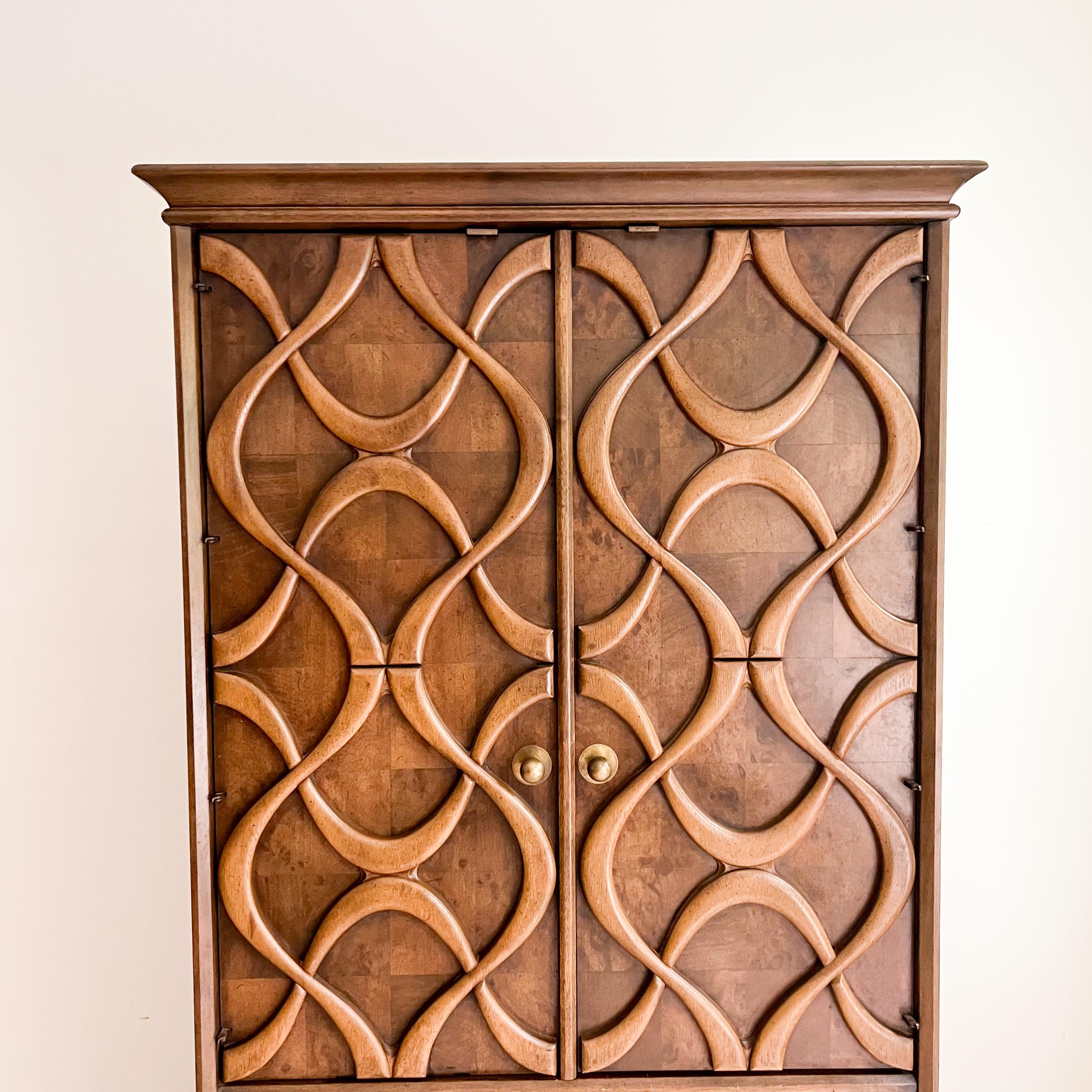 Wood Mid Century Sculpted Front Tall Wardrobe by Stanley's Cosmopolitan Line