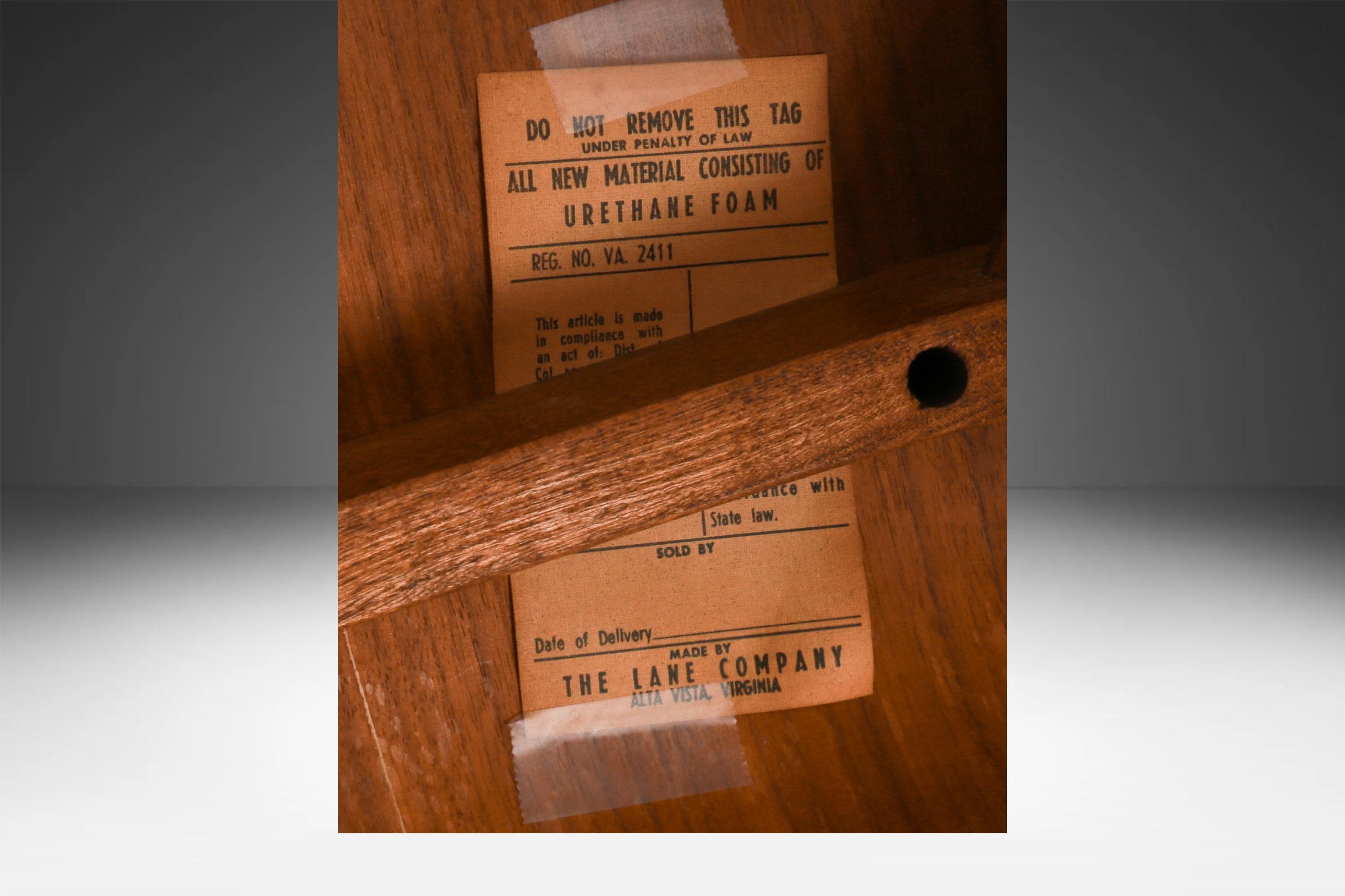 Sedie da pranzo con schienale alto scolpito di metà secolo Lane's prima edizione, set di 6 pezzi in vendita 5