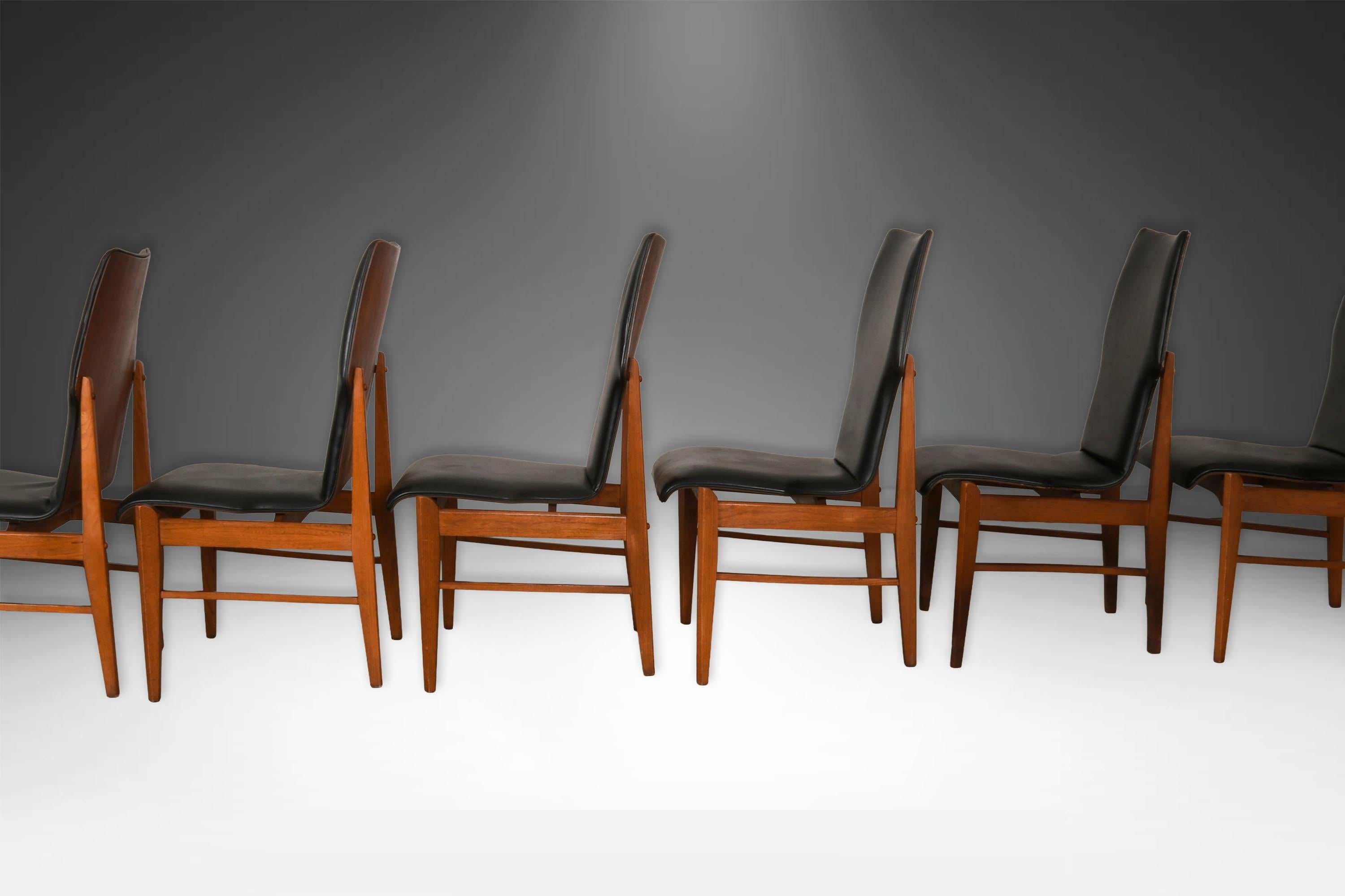 Mid-Century moderno Sedie da pranzo con schienale alto scolpito di metà secolo Lane's prima edizione, set di 6 pezzi in vendita