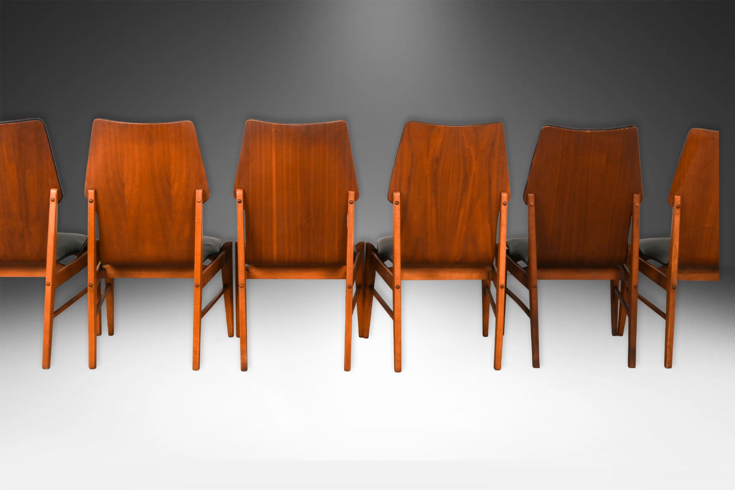 Americano Sedie da pranzo con schienale alto scolpito di metà secolo Lane's prima edizione, set di 6 pezzi in vendita