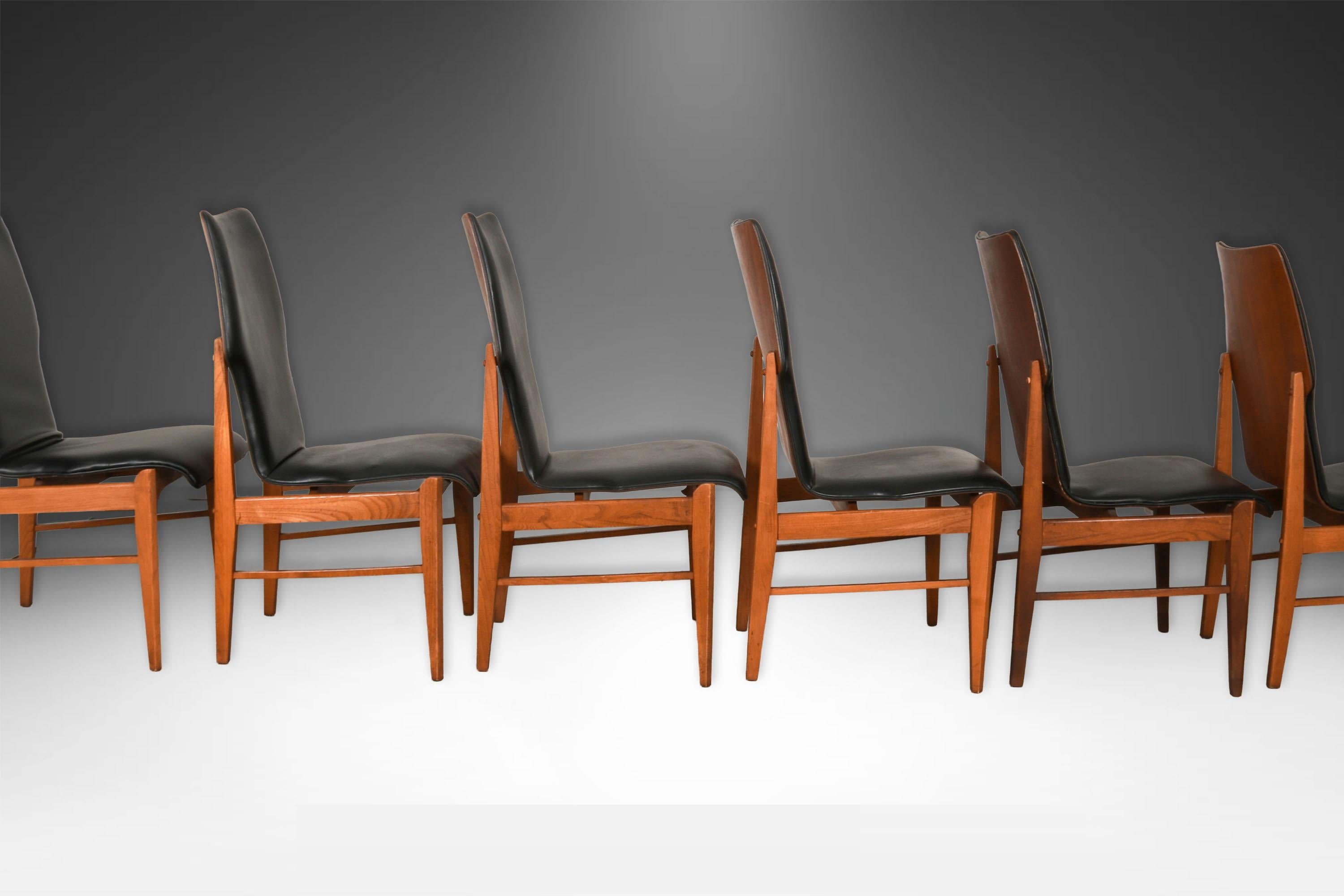 Sedie da pranzo con schienale alto scolpito di metà secolo Lane's prima edizione, set di 6 pezzi In condizioni discrete in vendita a Baltimore, MD