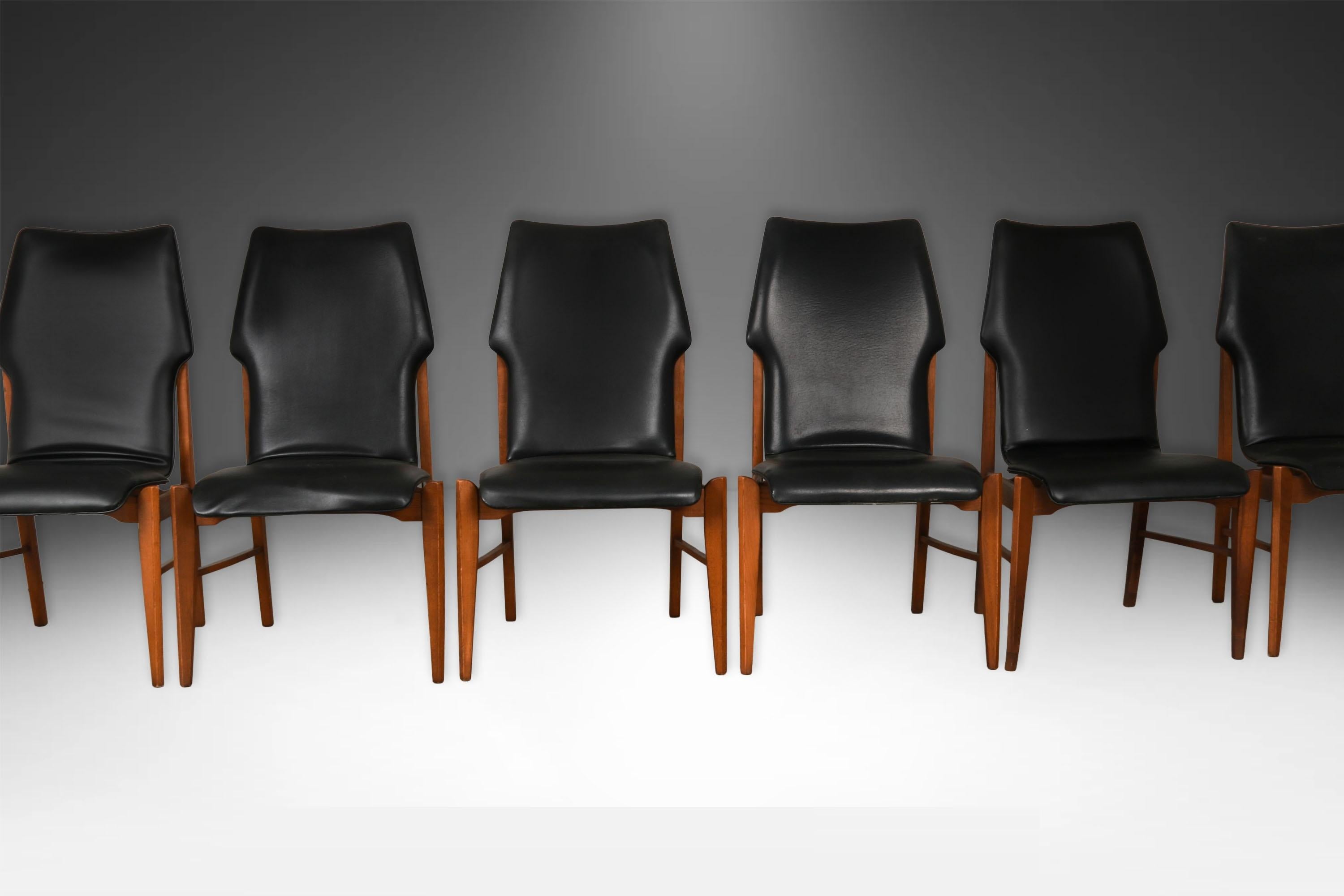 Metà XX secolo Sedie da pranzo con schienale alto scolpito di metà secolo Lane's prima edizione, set di 6 pezzi in vendita