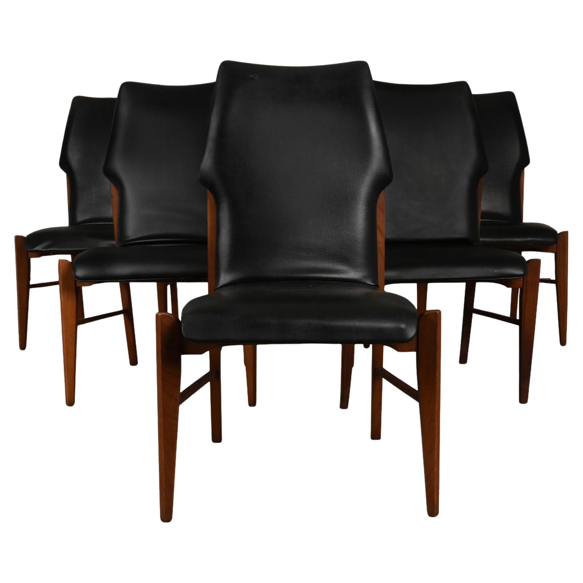 Sedie da pranzo con schienale alto scolpito di metà secolo Lane's prima edizione, set di 6 pezzi