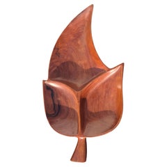 Mid Century Sculpted Ironwood Leaf Bowl