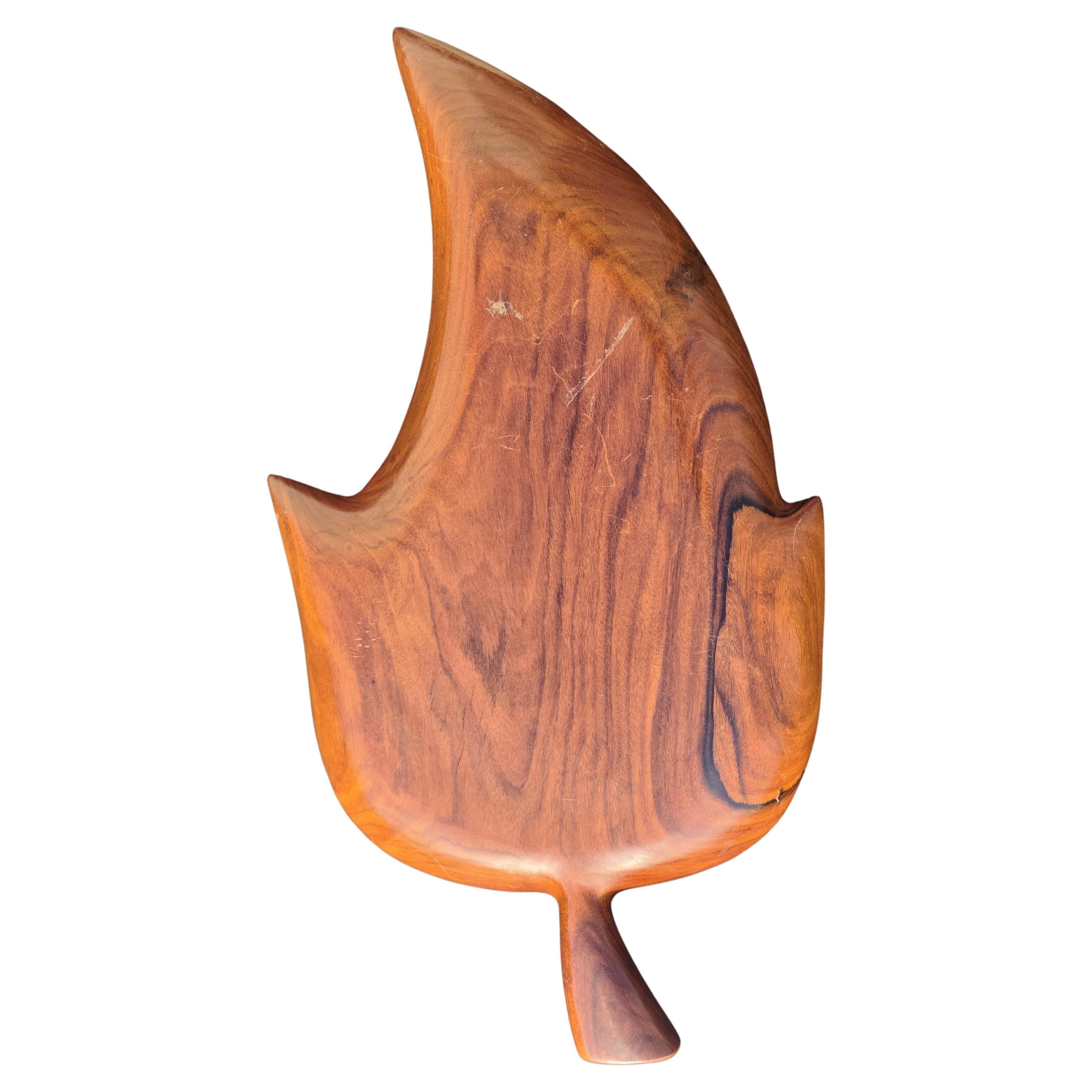 Hardwood Mid Century Sculpted Ironwood Leaf Bowl For Sale
