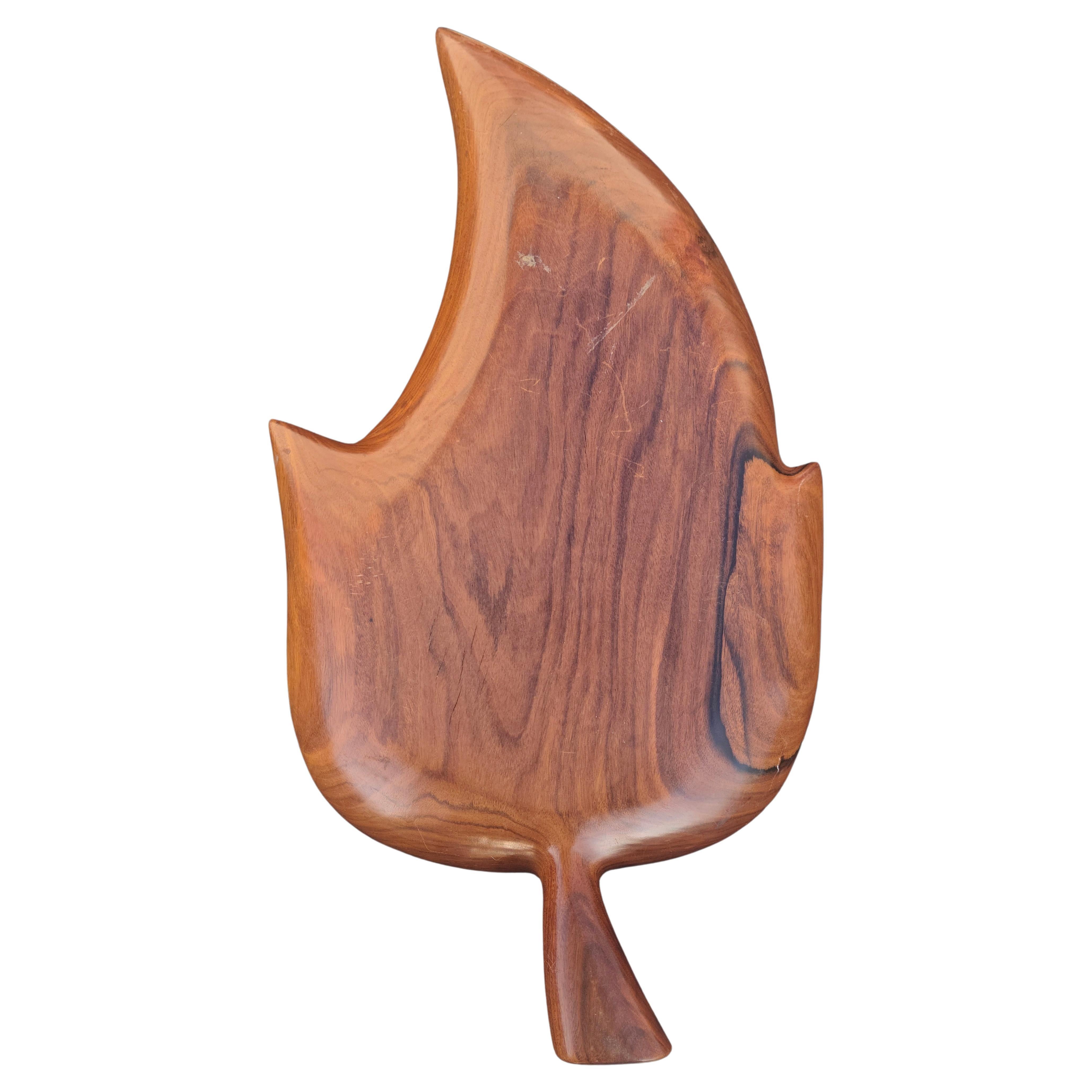 Mid Century Sculpted Ironwood Leaf Bowl For Sale 2