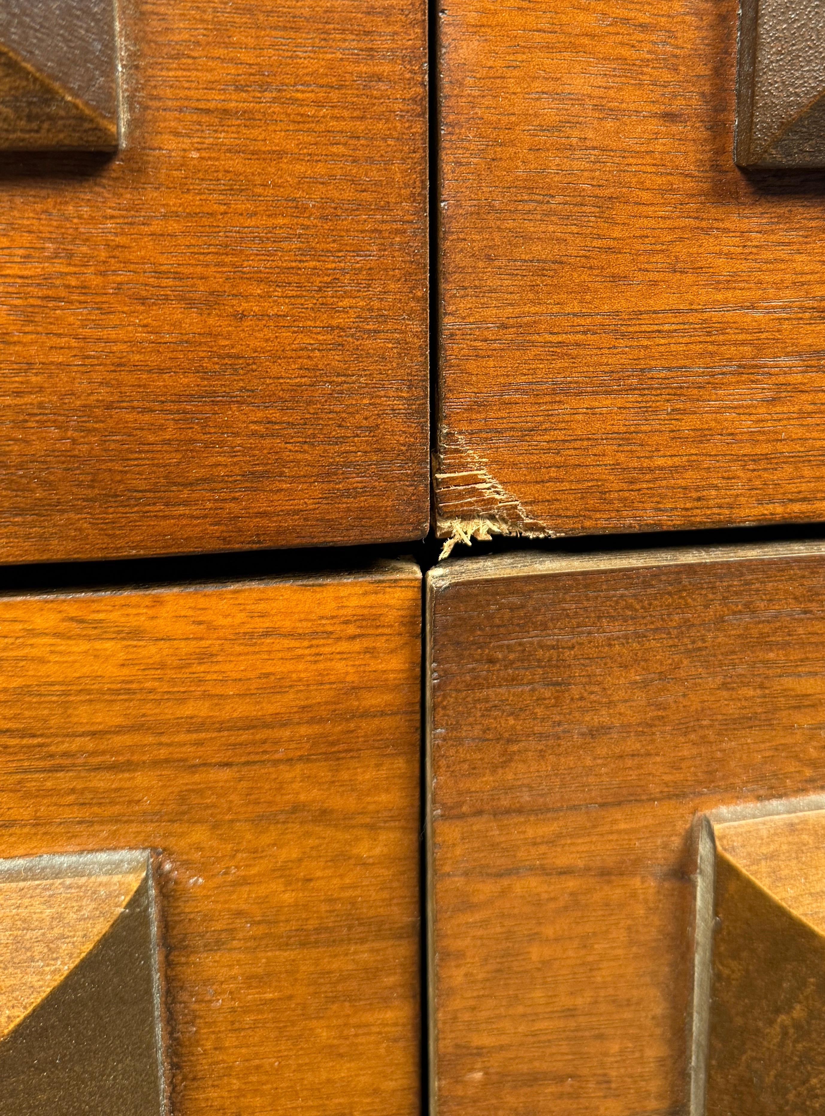 Mid-Century Sculpted Nine Drawer Dresser For Sale 6