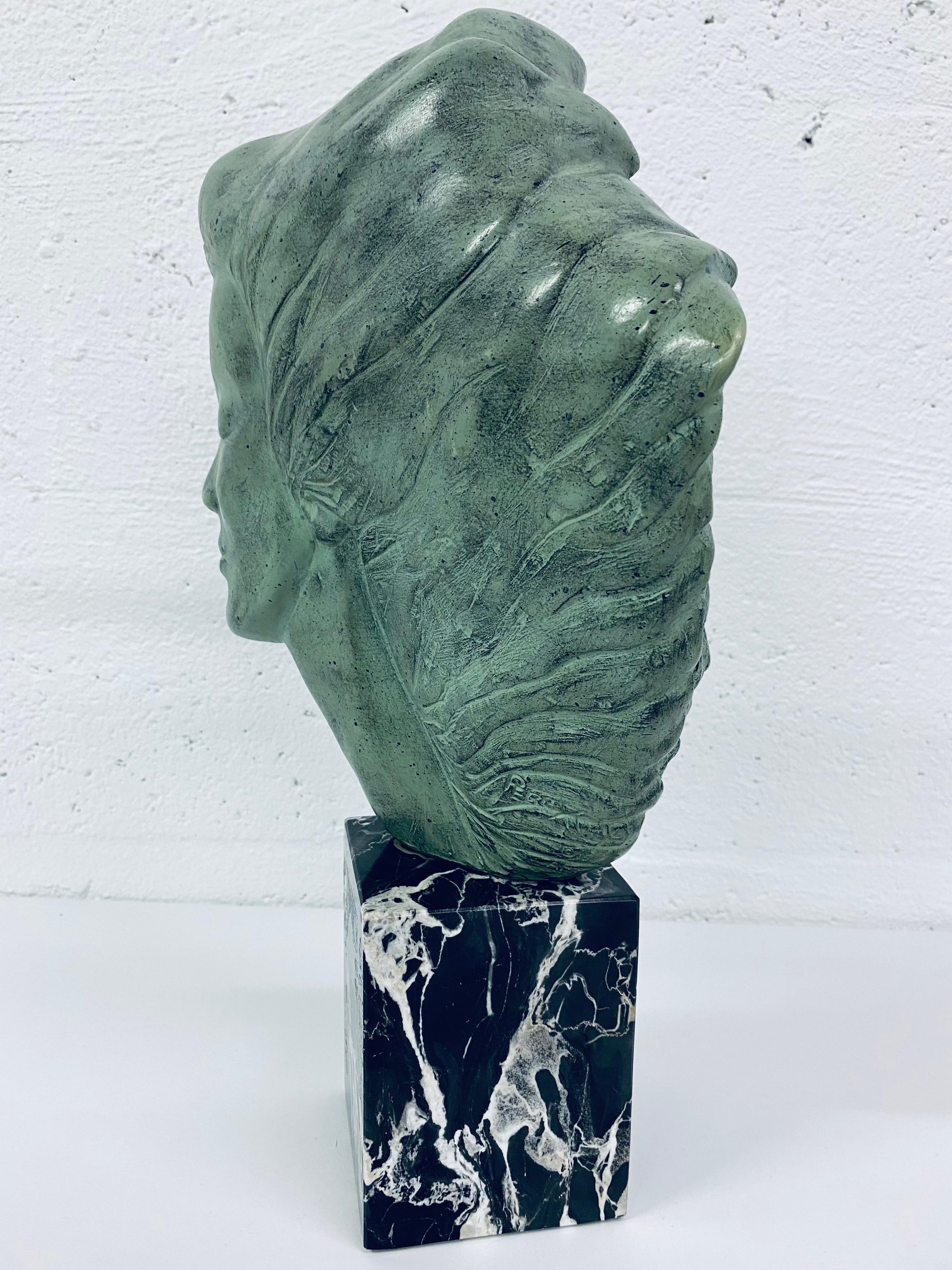 American Midcentury Sculpted Resin Sculpture on Marble Base by Peggy March
