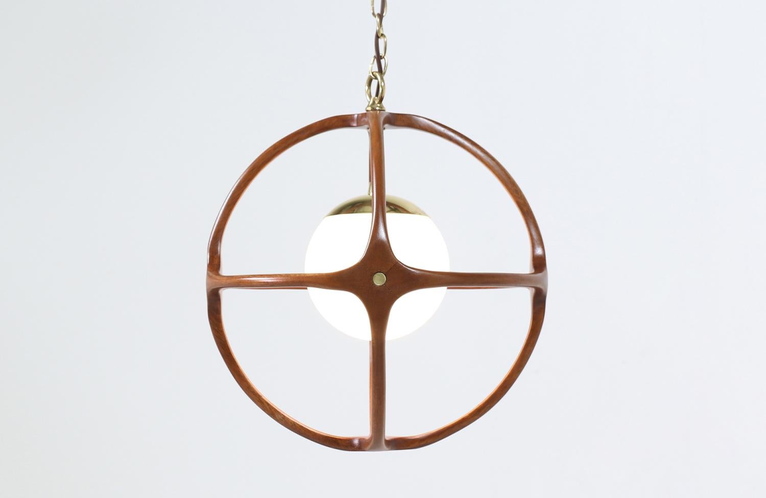 American Mid-Century Sculpted Sphere Pendant Chandelier by Modeline