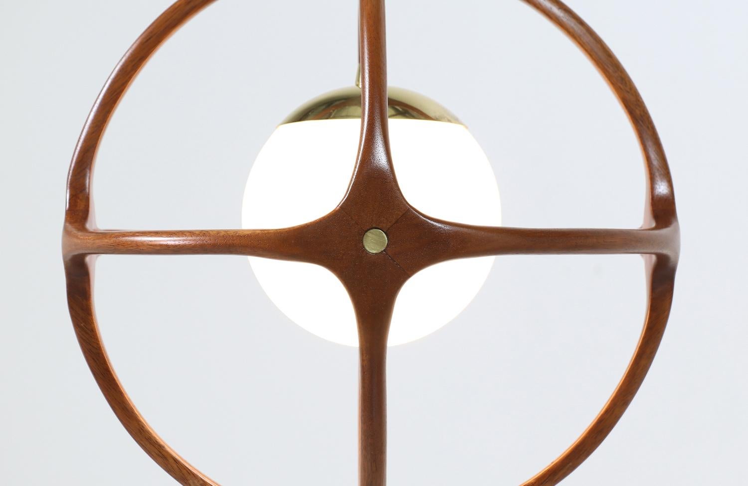 Polished Mid-Century Sculpted Sphere Pendant Chandelier by Modeline