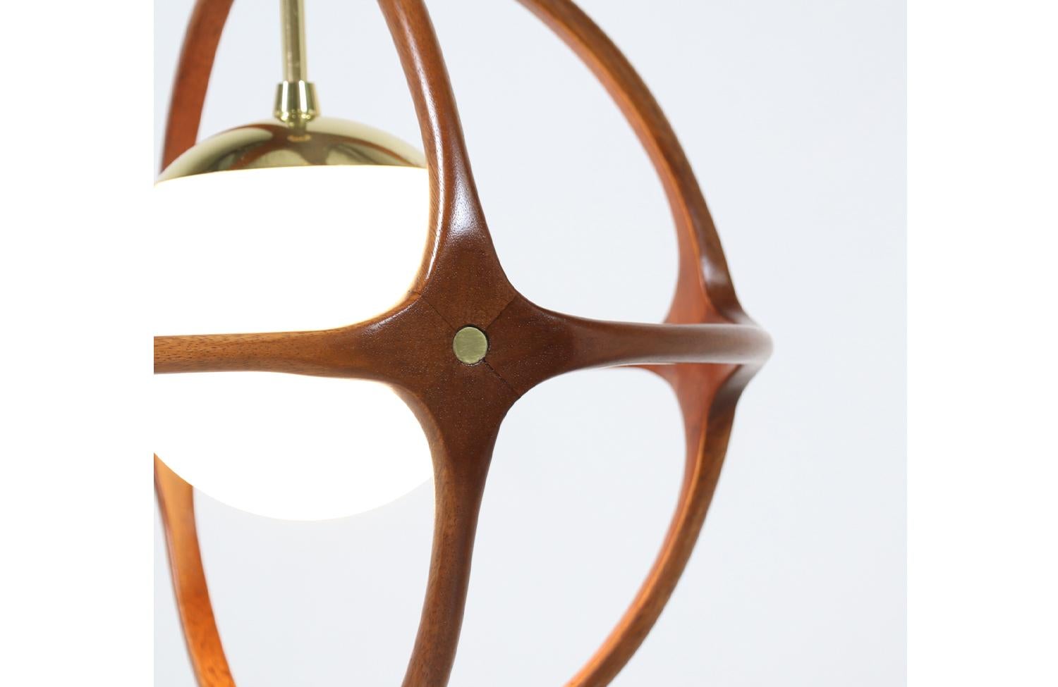 Mid-Century Sculpted Sphere Pendant Chandelier by Modeline In Excellent Condition In Los Angeles, CA