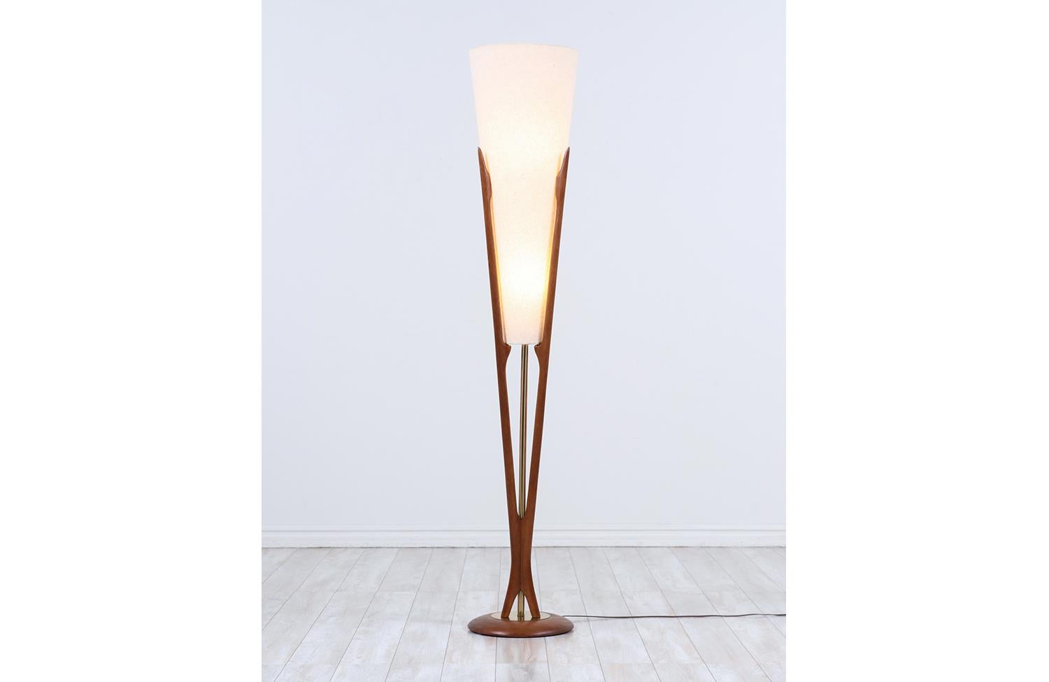 Mid-Century Modern Mid-Century Sculpted Trident-Style Floor Lamp by John Keal for Modeline
