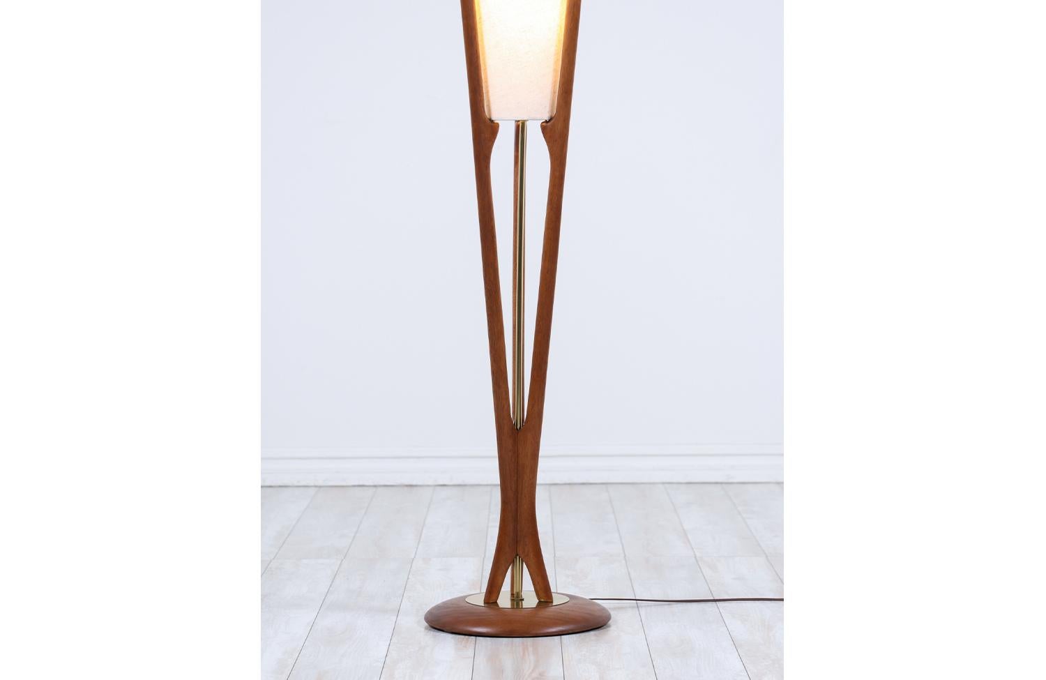 American Mid-Century Sculpted Trident-Style Floor Lamp by John Keal for Modeline