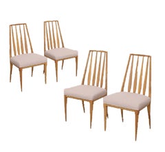 Midcentury Sculpted Walnut Dining Chair Set by Bert England, Johnson Furniture