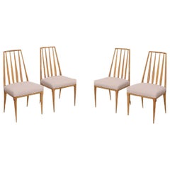 Midcentury Sculpted Walnut Dining Chair Set by Bert England, Johnson Furniture