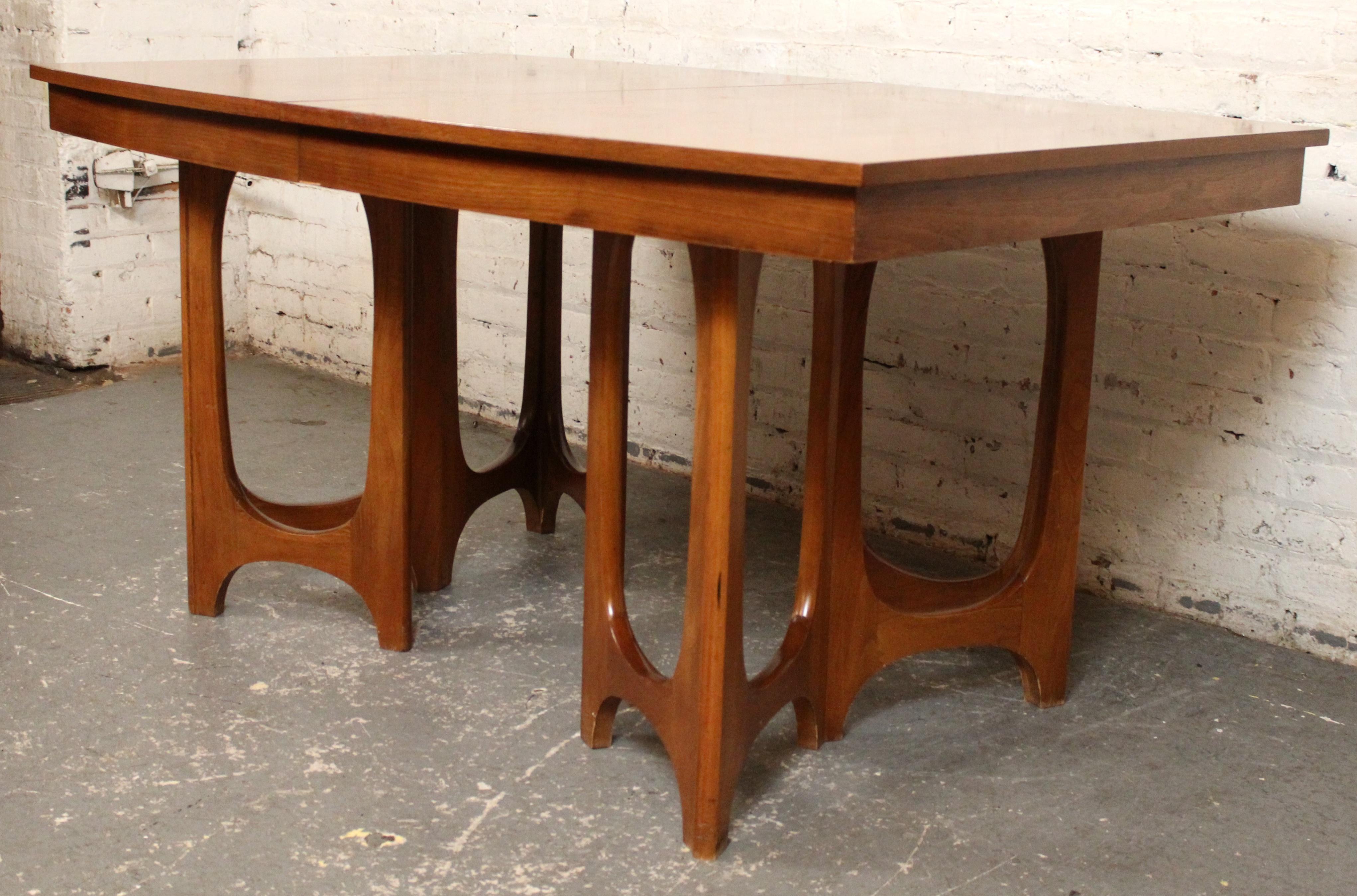 Mid-Century Modern Mid-Century Sculpted Walnut Dining Table by Young Manufacturing Co. For Sale
