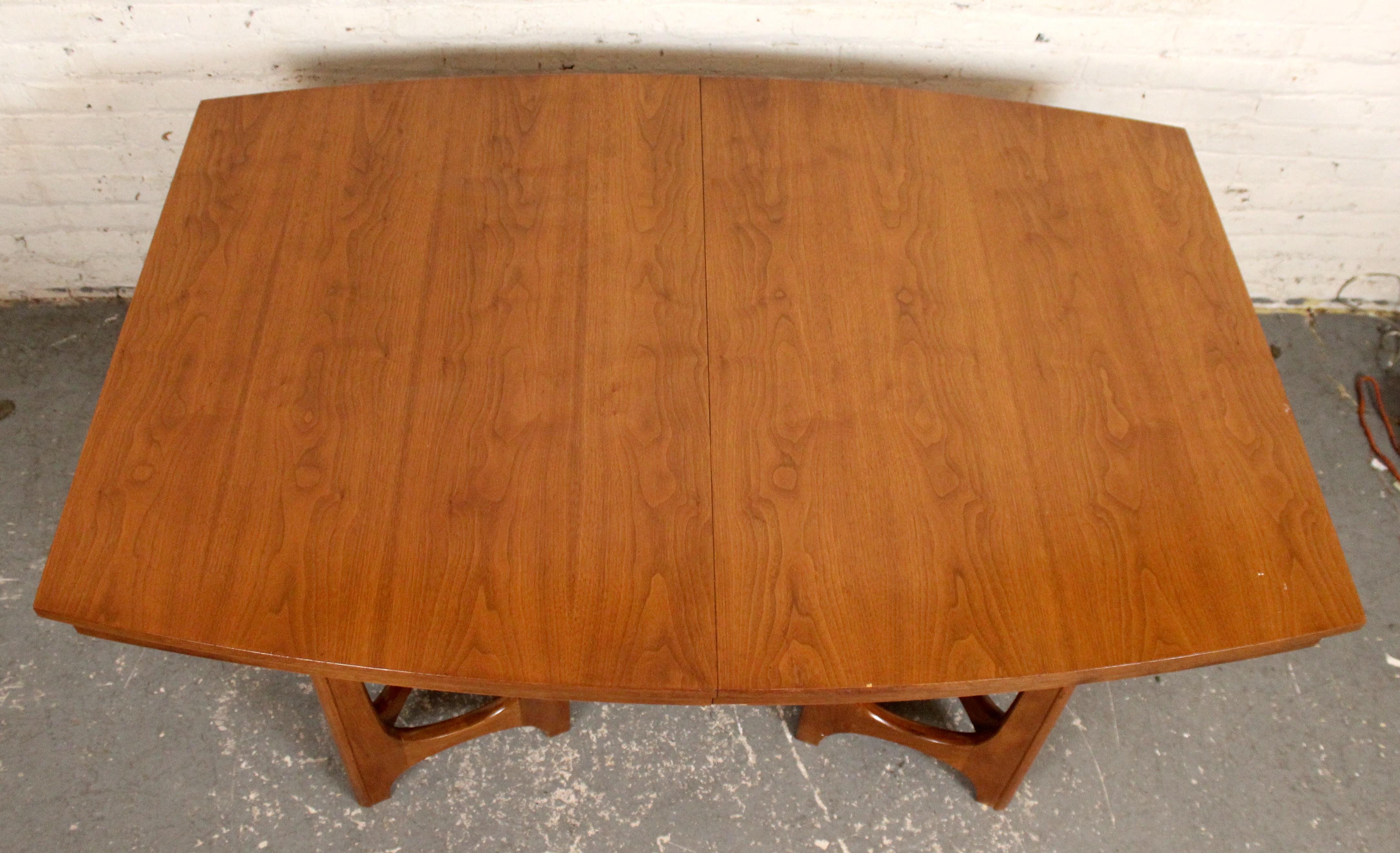 20th Century Mid-Century Sculpted Walnut Dining Table by Young Manufacturing Co. For Sale