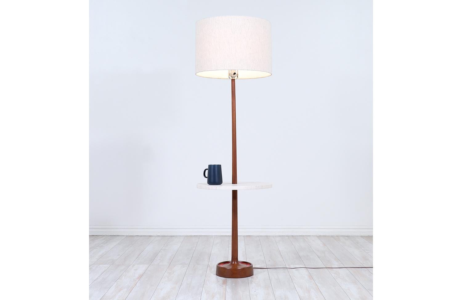 Mid-Century Modern Expertly Restored - Mid-Century Floor Lamp with Travertine Stone by Laurel For Sale